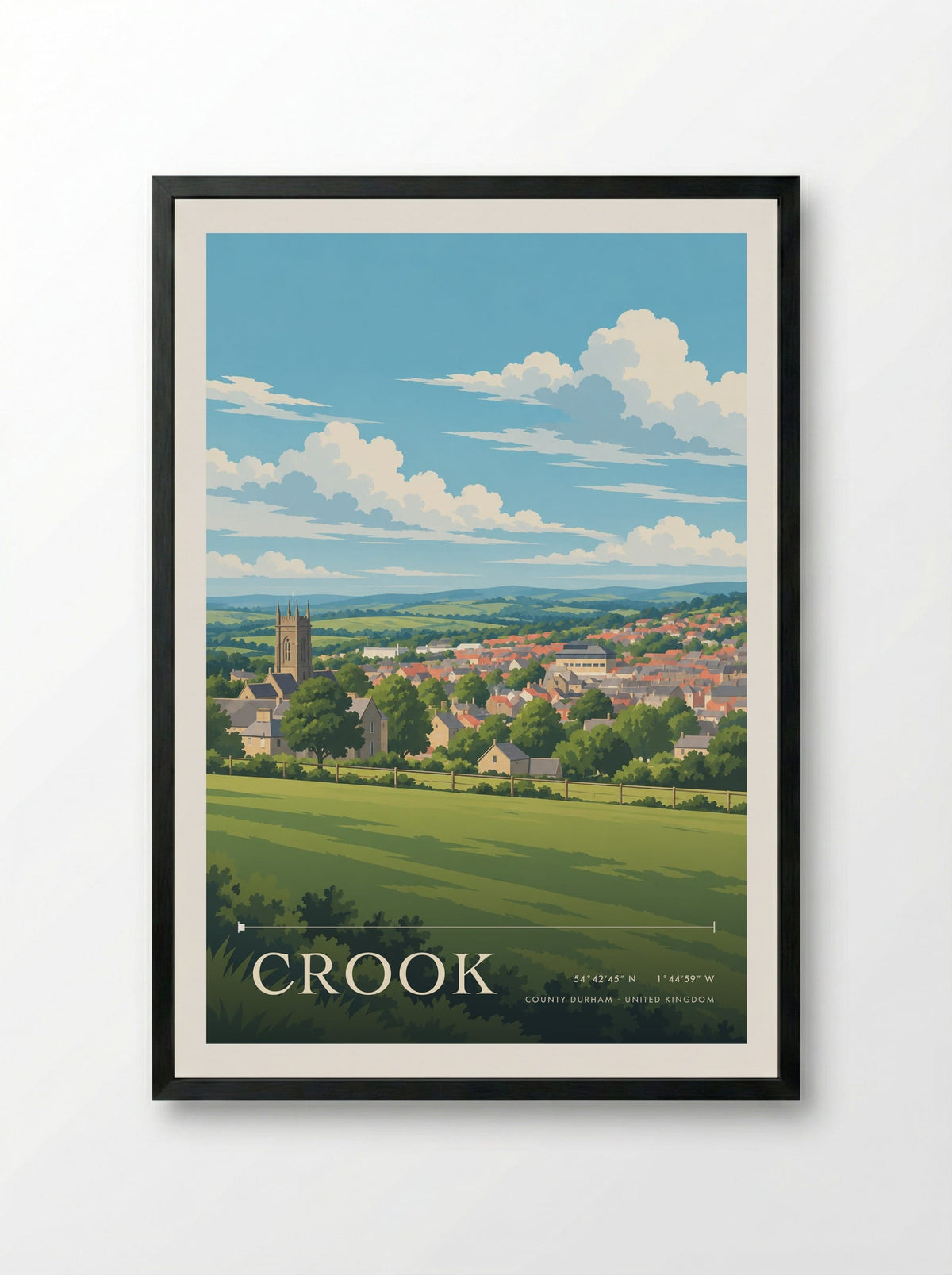 Crook, County Durham | Travel Poster - Framed Print Black