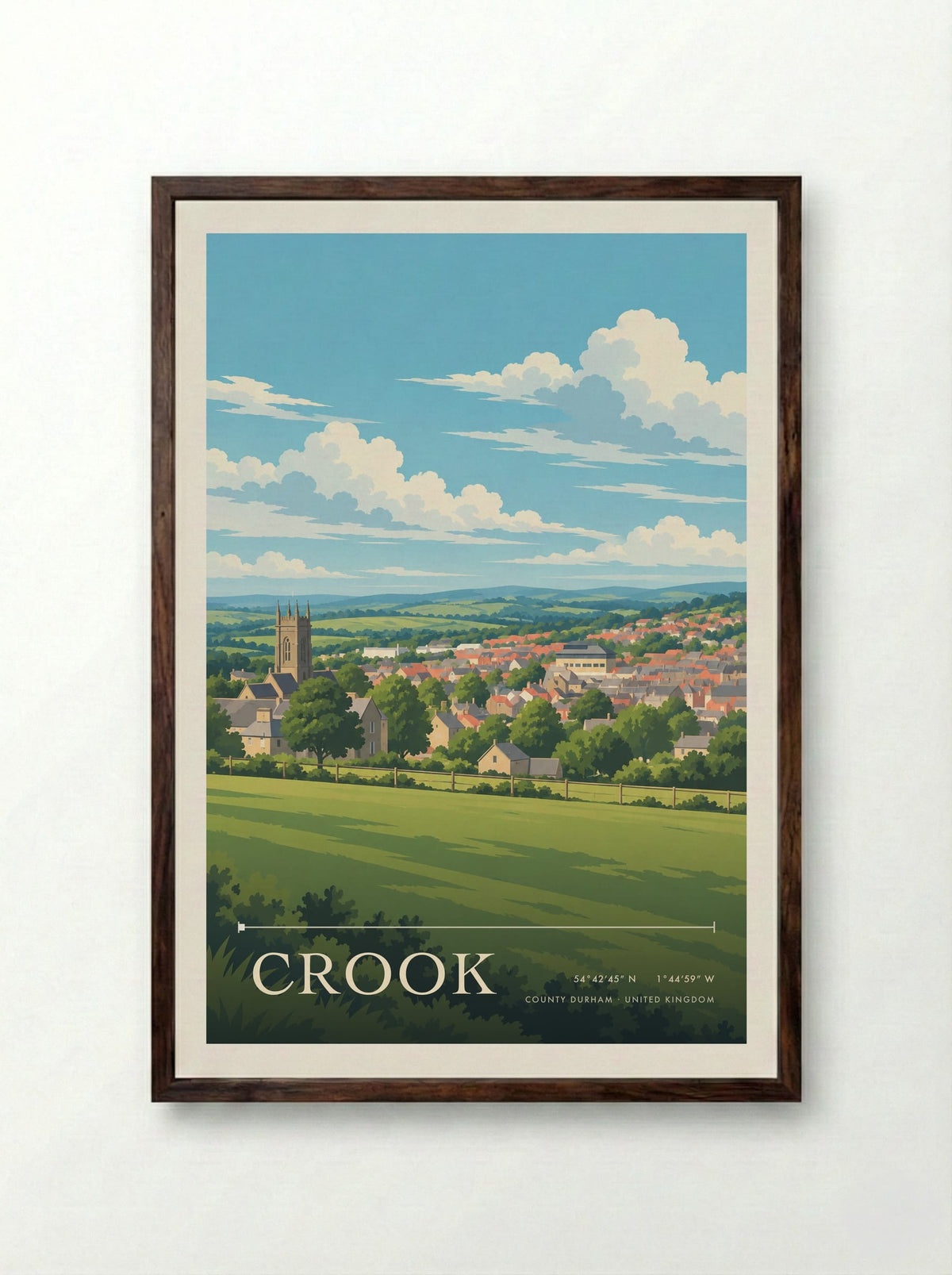 Crook, County Durham | Travel Poster - Framed Print Dark Wood