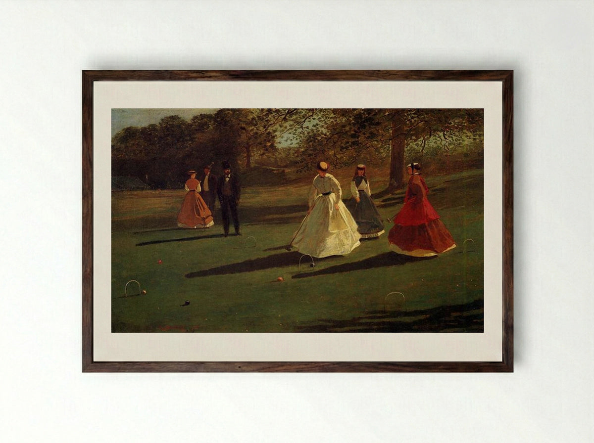 Croquet Players - Winslow Homer - Framed Print Dark Wood