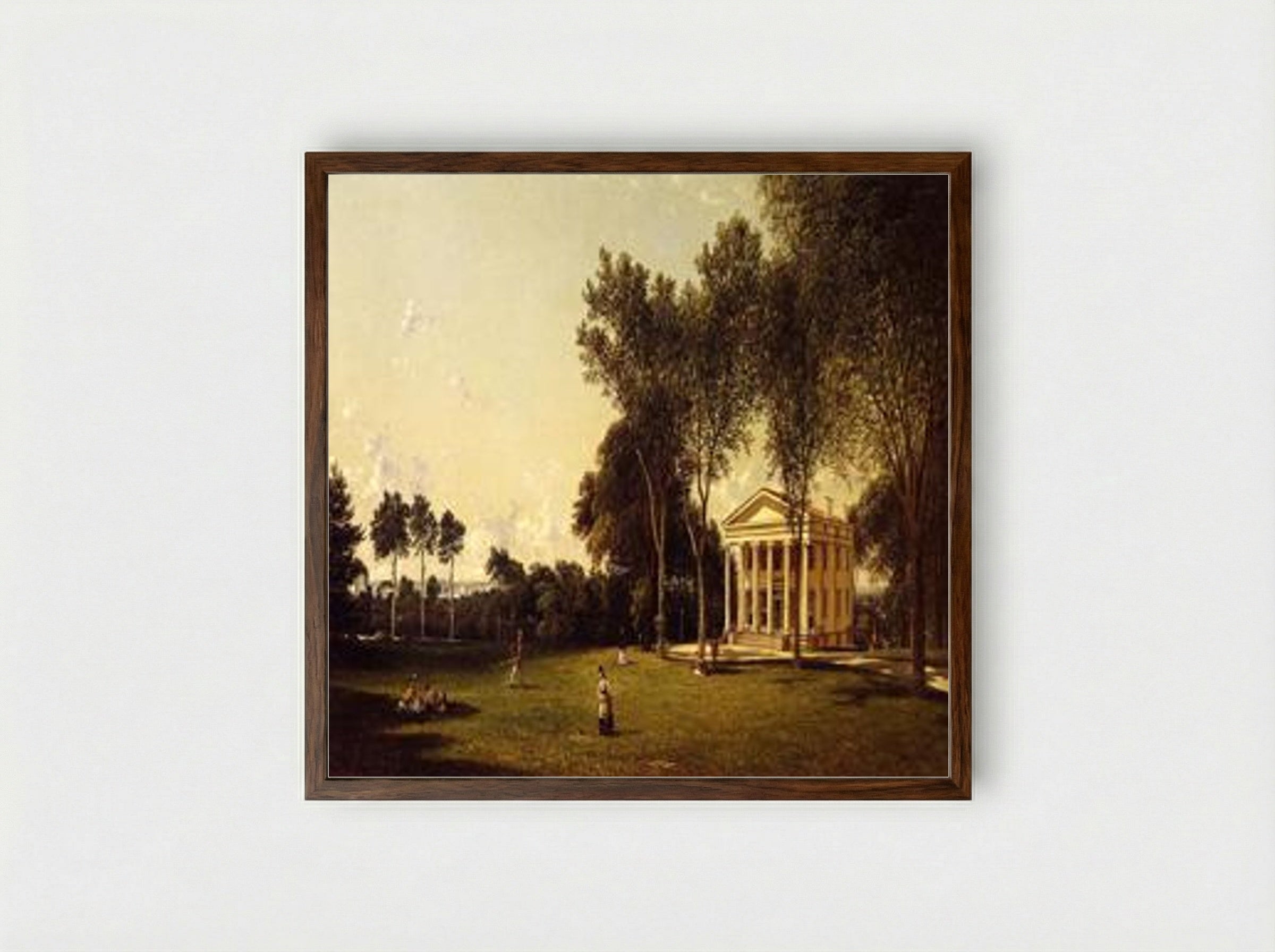 Croquet on the Lawn - David Johnson - Framed Print Dark Wood