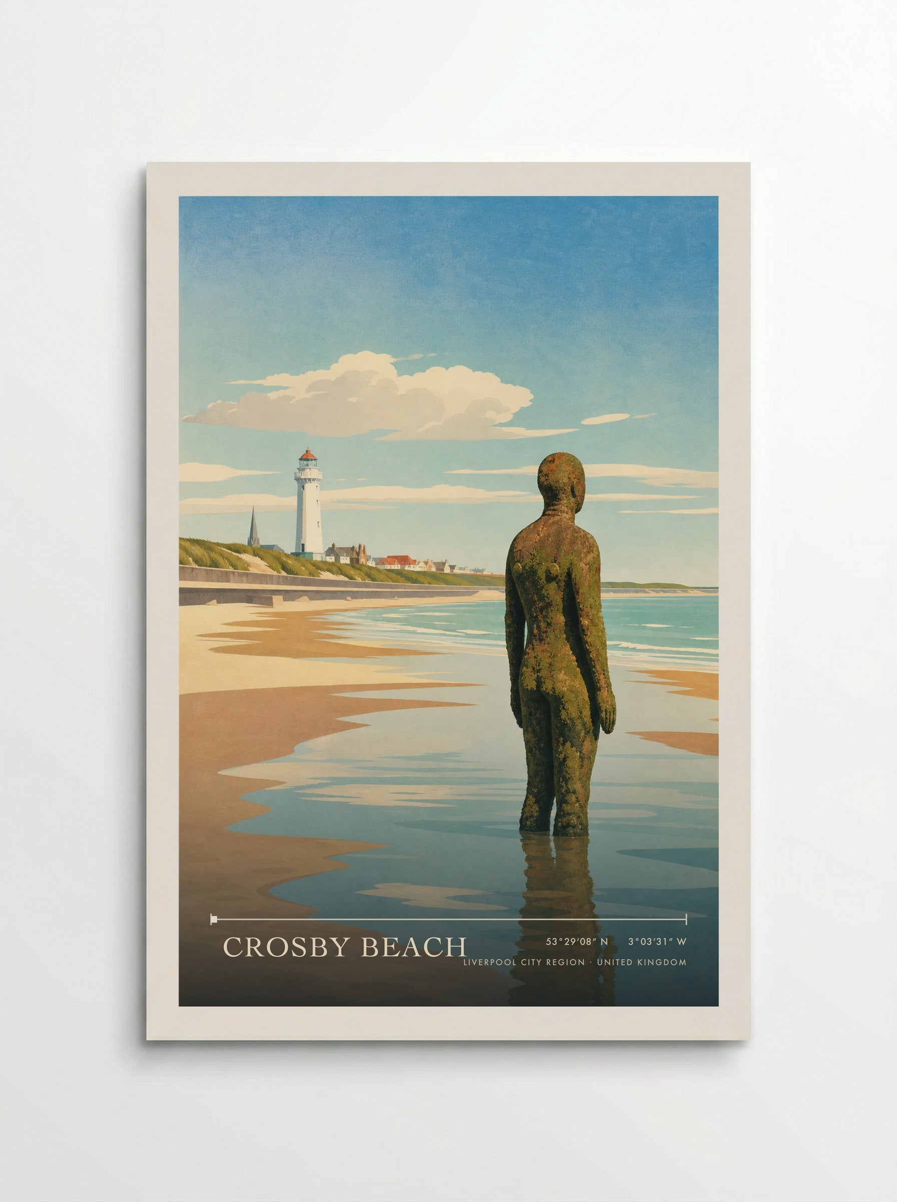 Crosby Beach Liverpool City Region United Kingdom Travel Poster - Poster