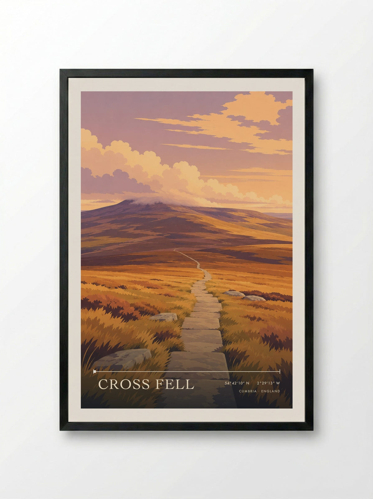 Cross Fell, Cumbria | Travel Poster - Framed Print Black