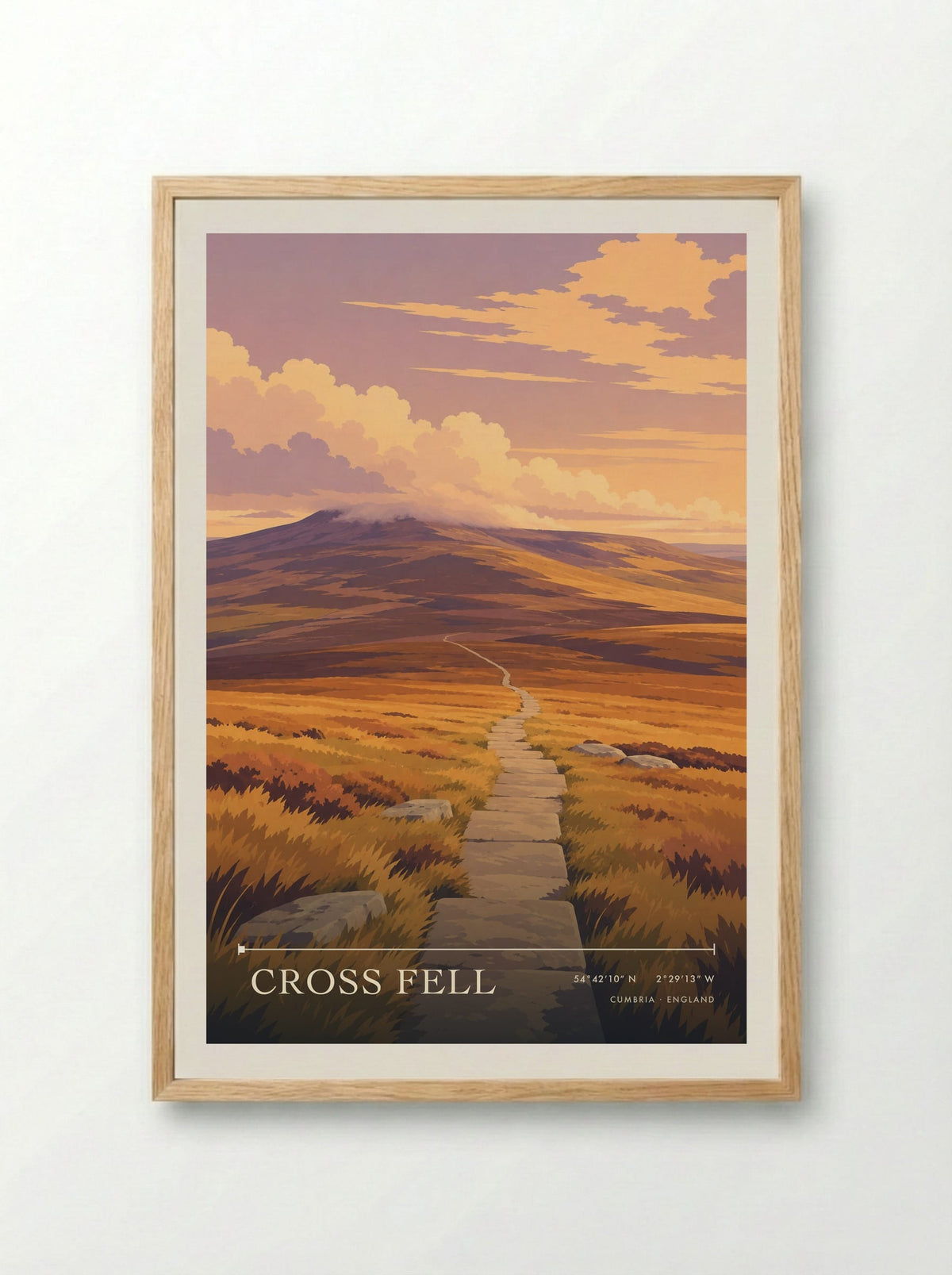 Cross Fell, Cumbria | Travel Poster - Framed Print Wood