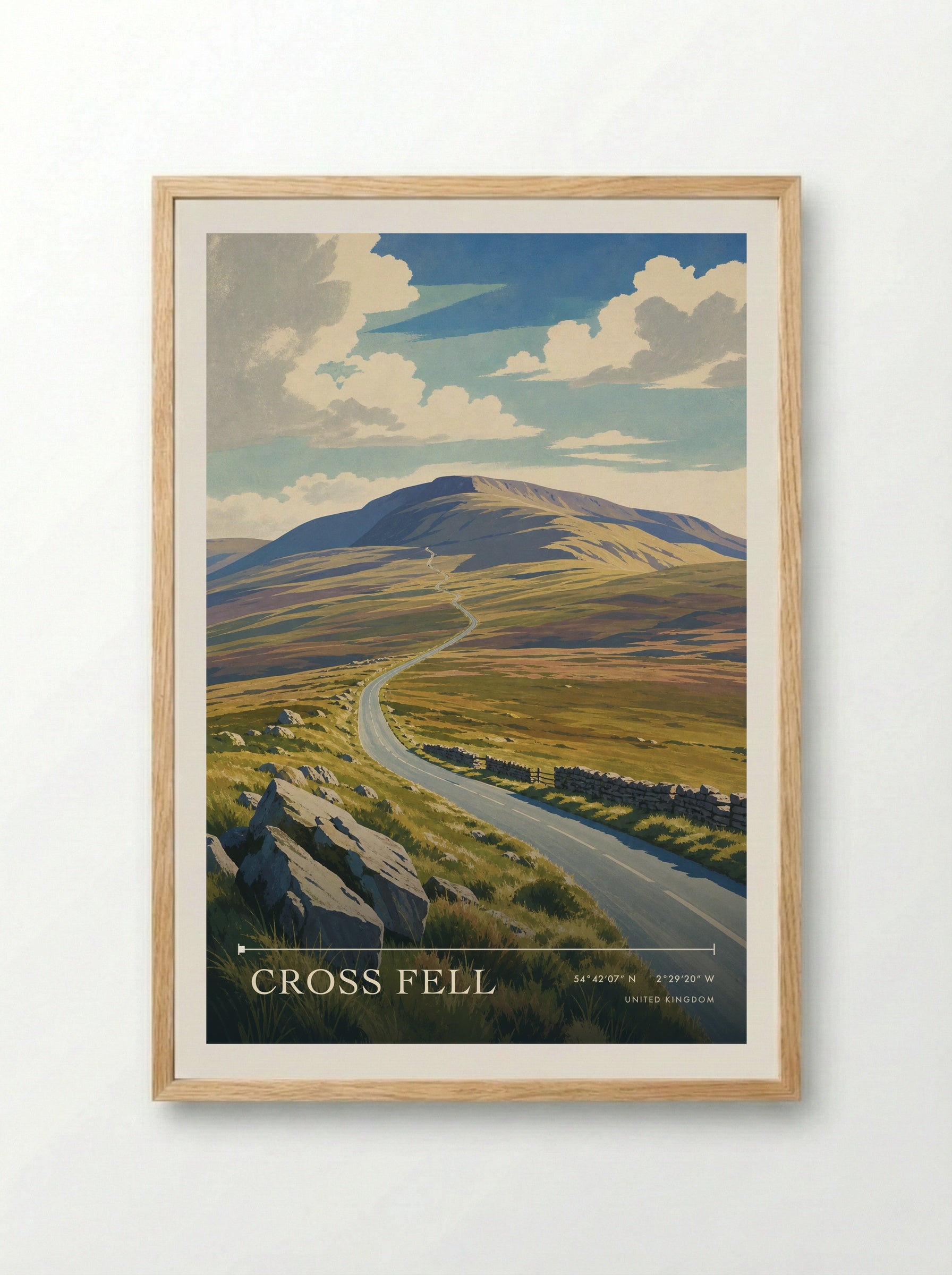Cross Fell United Kingdom Travel Poster - Framed Print Wood