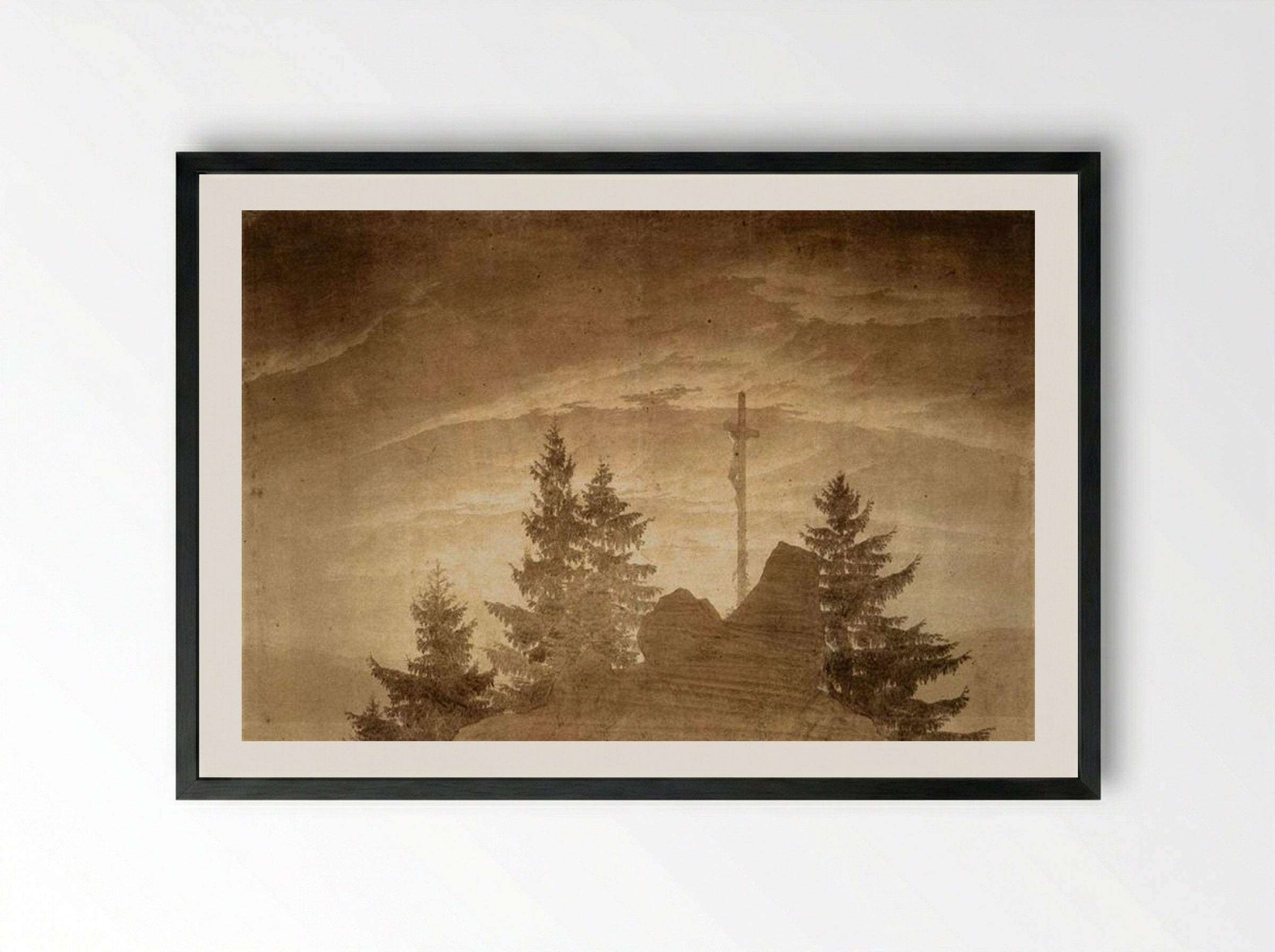 Cross in the Mountains - Caspar David Friedrich - Framed Print Black