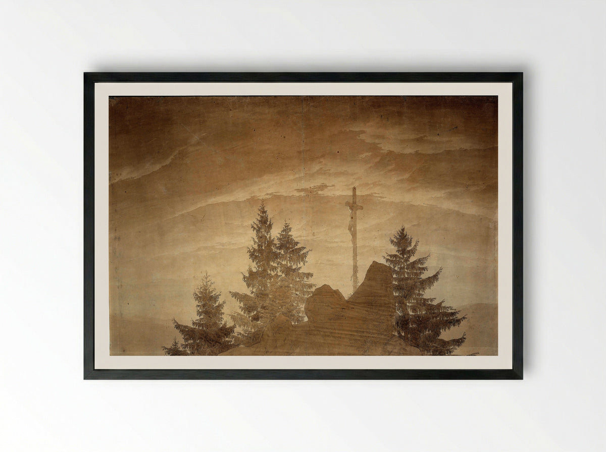 Cross in the Mountains - Caspar David Friedrich - Framed Print Black