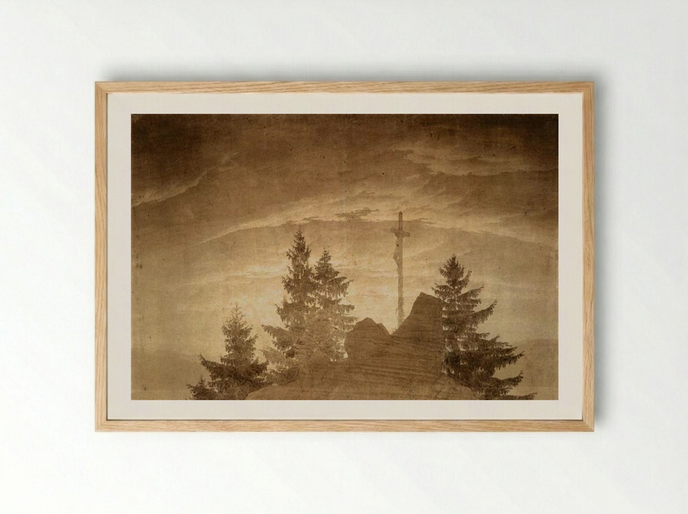 Cross in the Mountains - Caspar David Friedrich - Framed Print Wood