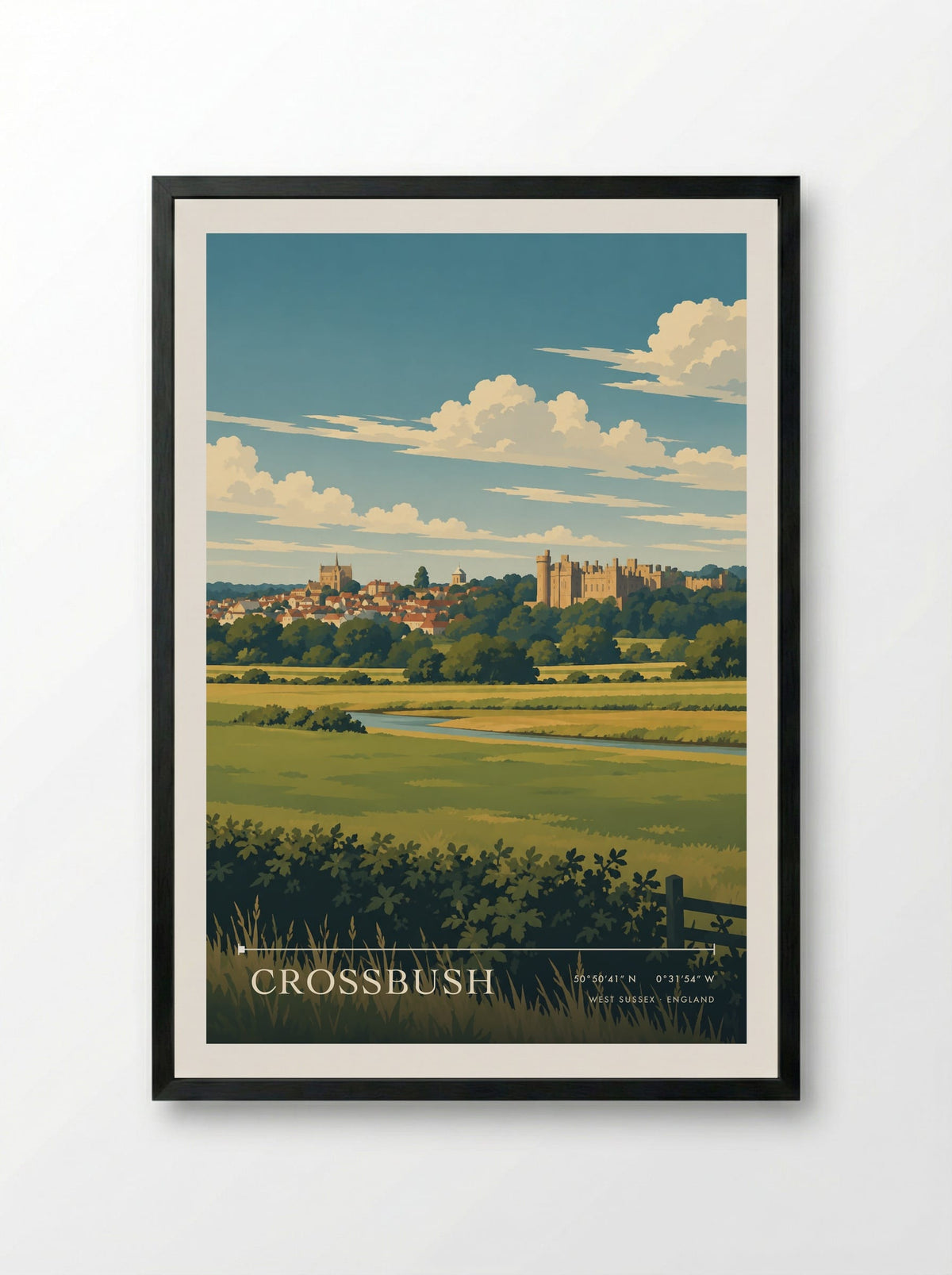 Crossbush, West Sussex | Travel Poster - Framed Print Black