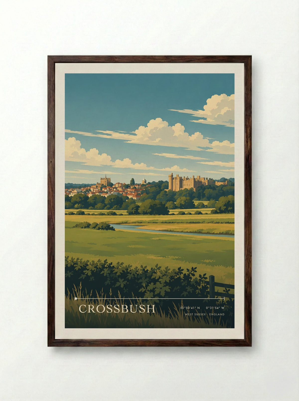 Crossbush, West Sussex | Travel Poster - Framed Print Dark Wood
