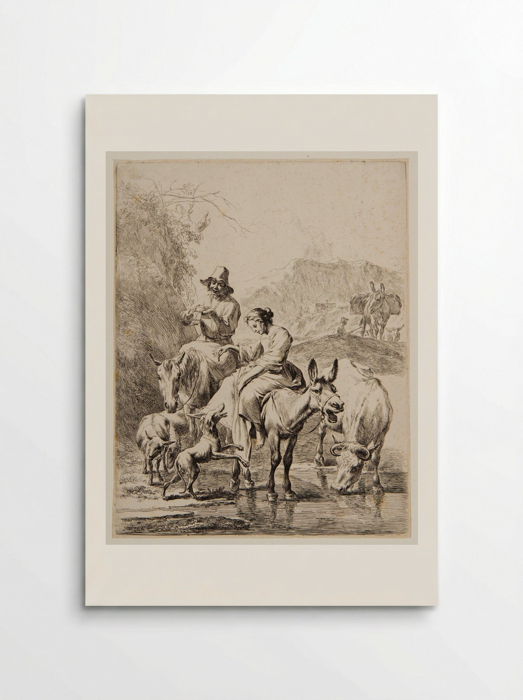 Crossing the Brook - Nicolaes Berchem the Elder - Poster