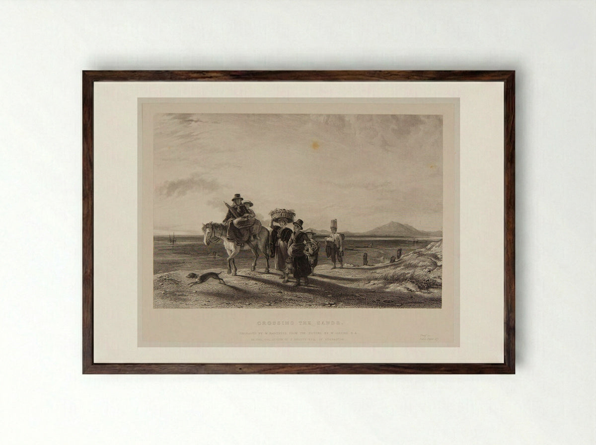 Crossing the Sands - William Radclyffe - Framed Print Dark Wood