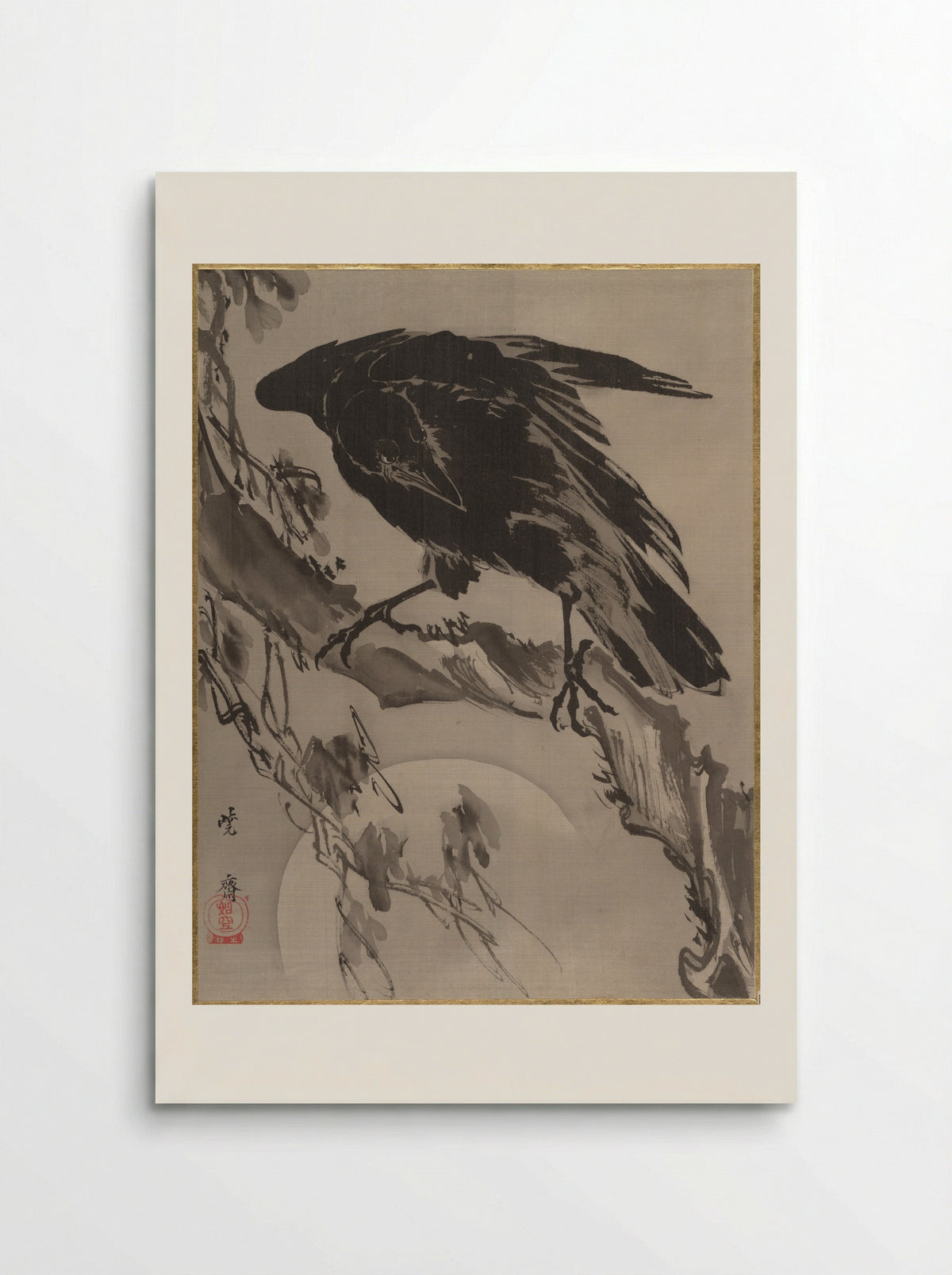 Crow and the Moon - Kawanabe Kyōsai - Poster