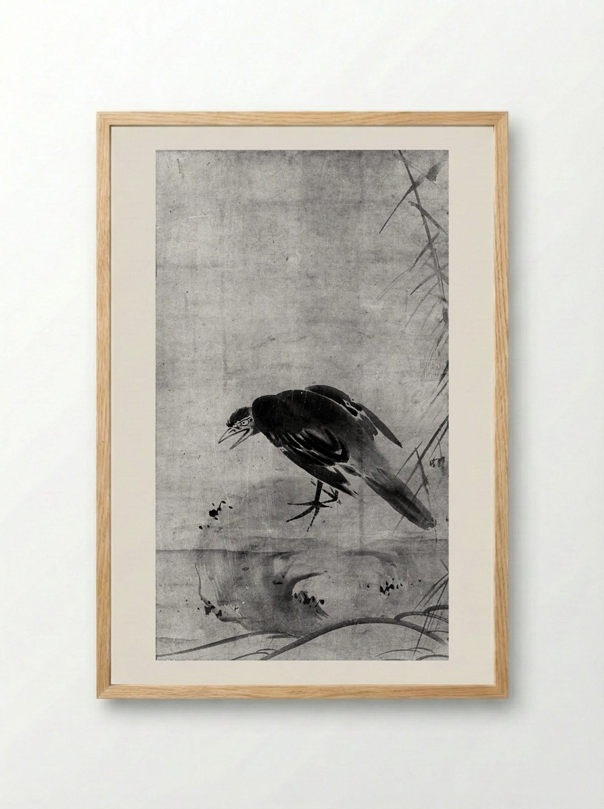 Crow on a Rock - Sesson Shūkei - Framed Print Wood