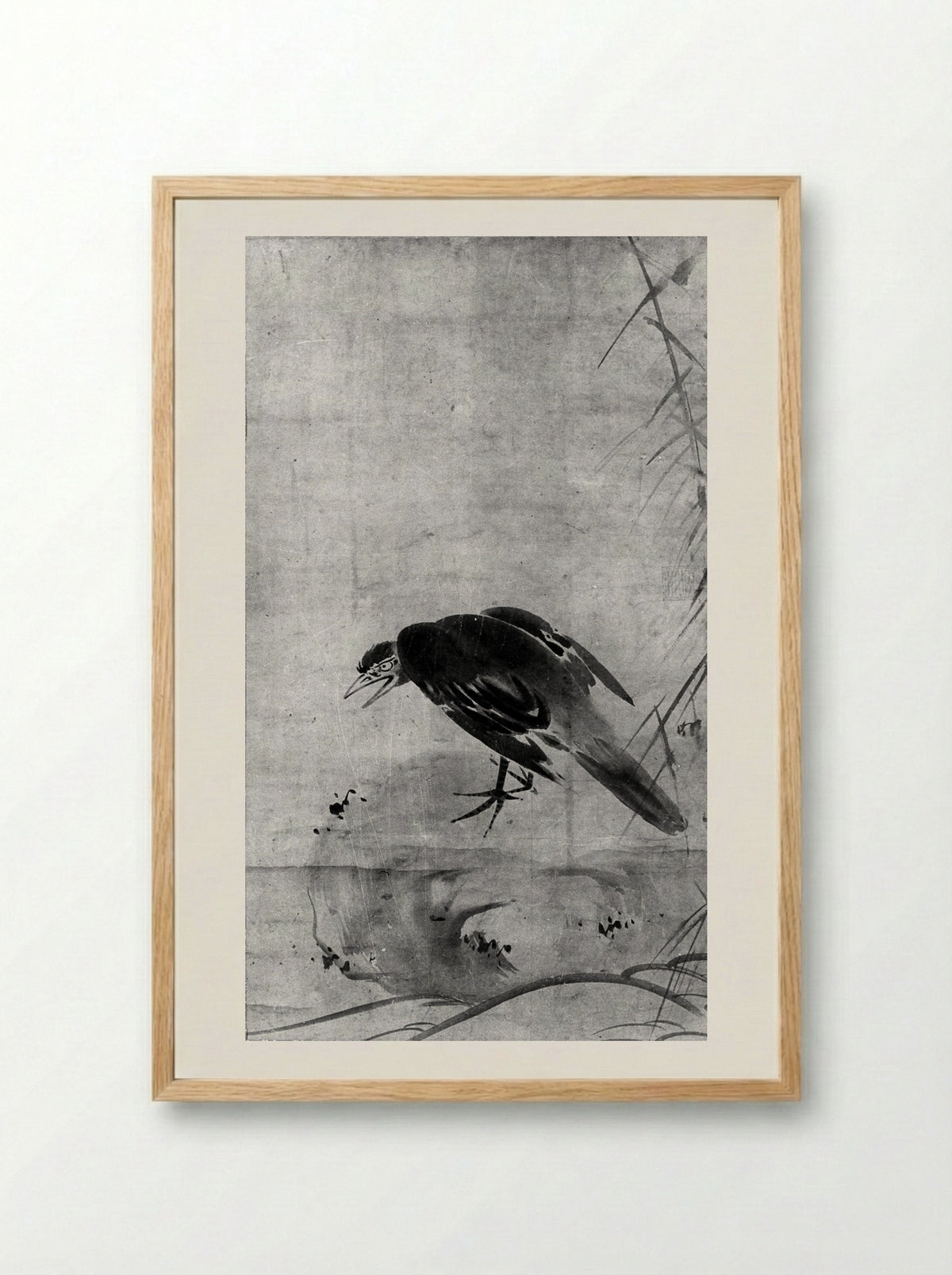 Crow on a Rock - Sesson Shūkei - Framed Print Wood