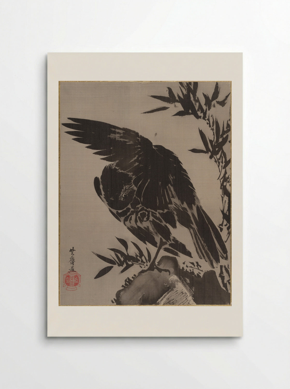 Crow on a Rock - Kawanabe Kyōsai - Poster