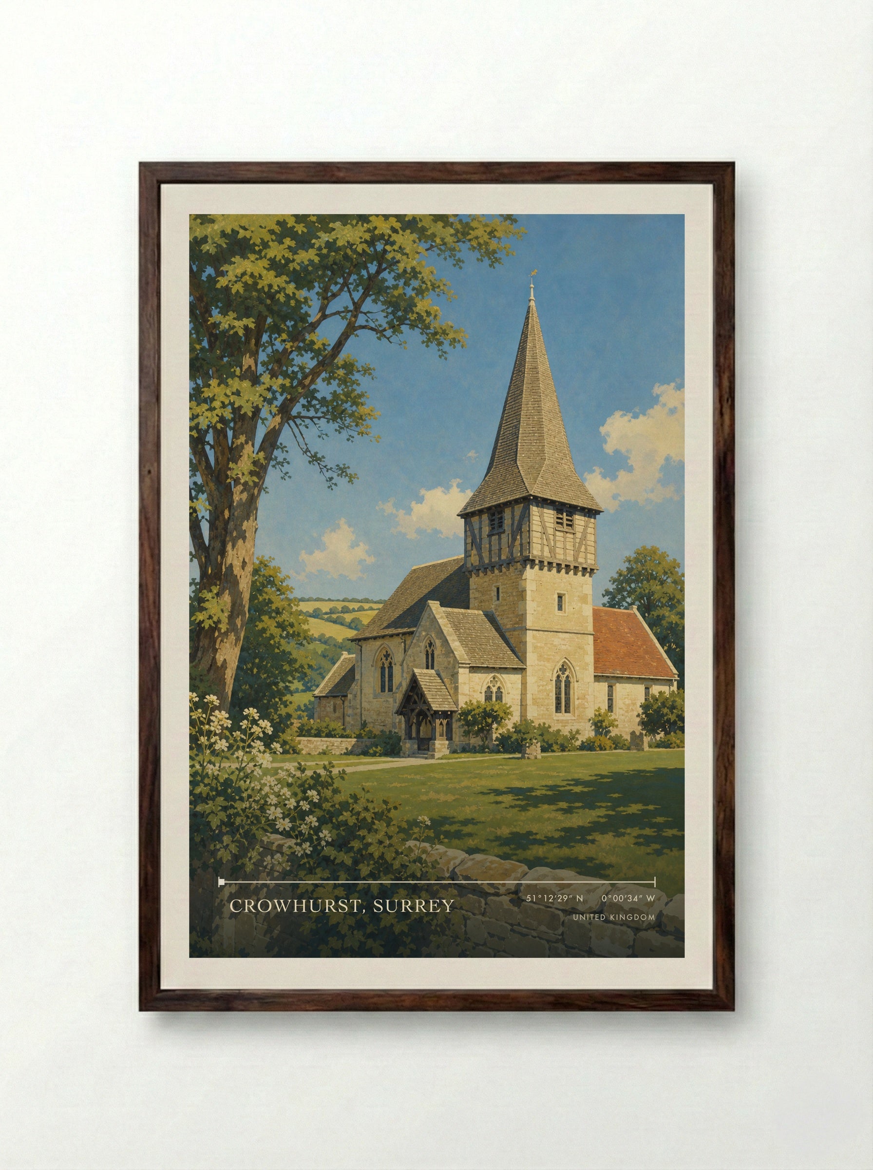 Crowhurst, Surrey United Kingdom Travel Poster - Framed Print Dark Wood
