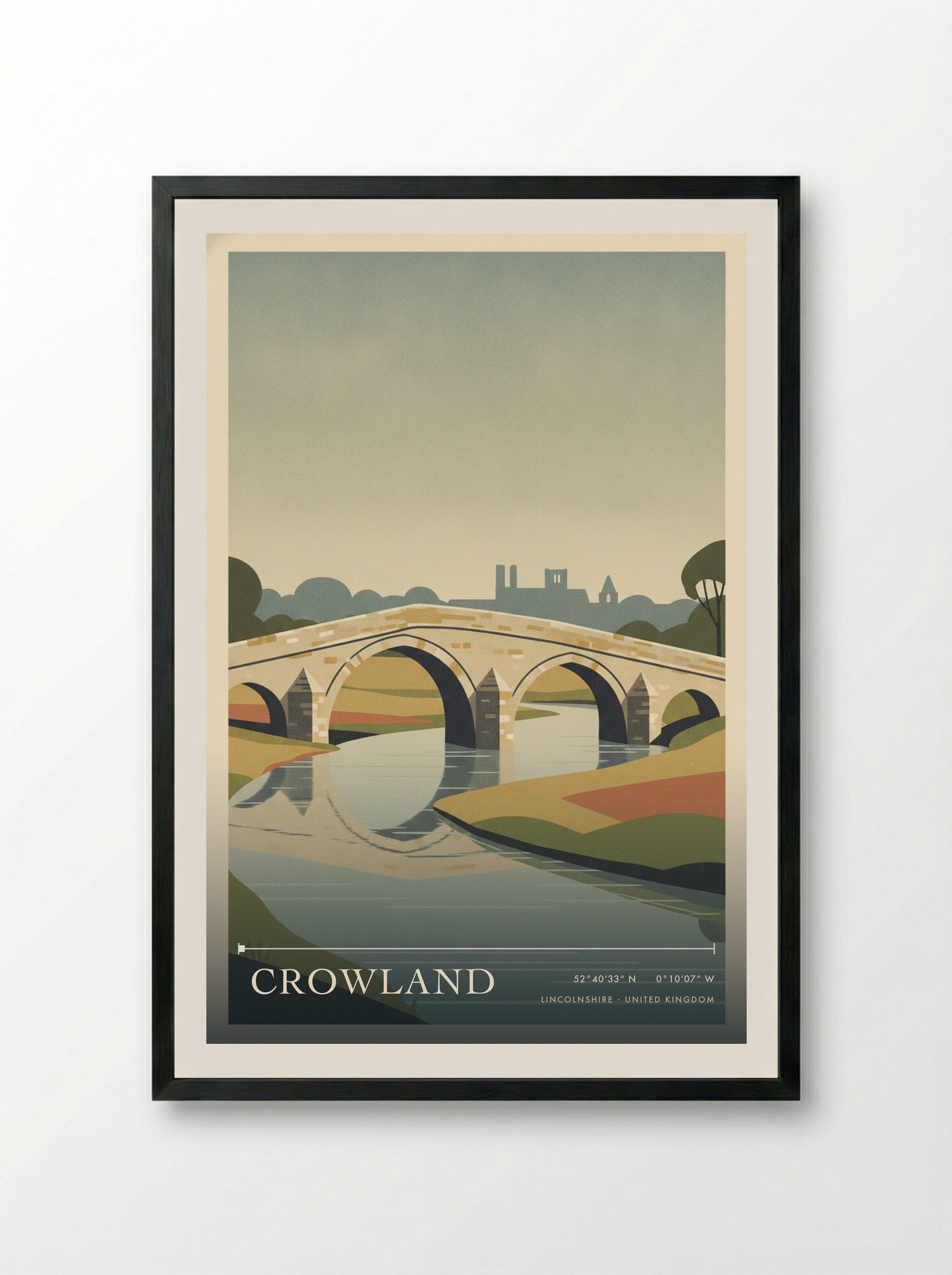 Crowland Lincolnshire United Kingdom Travel Poster - Framed Print Black