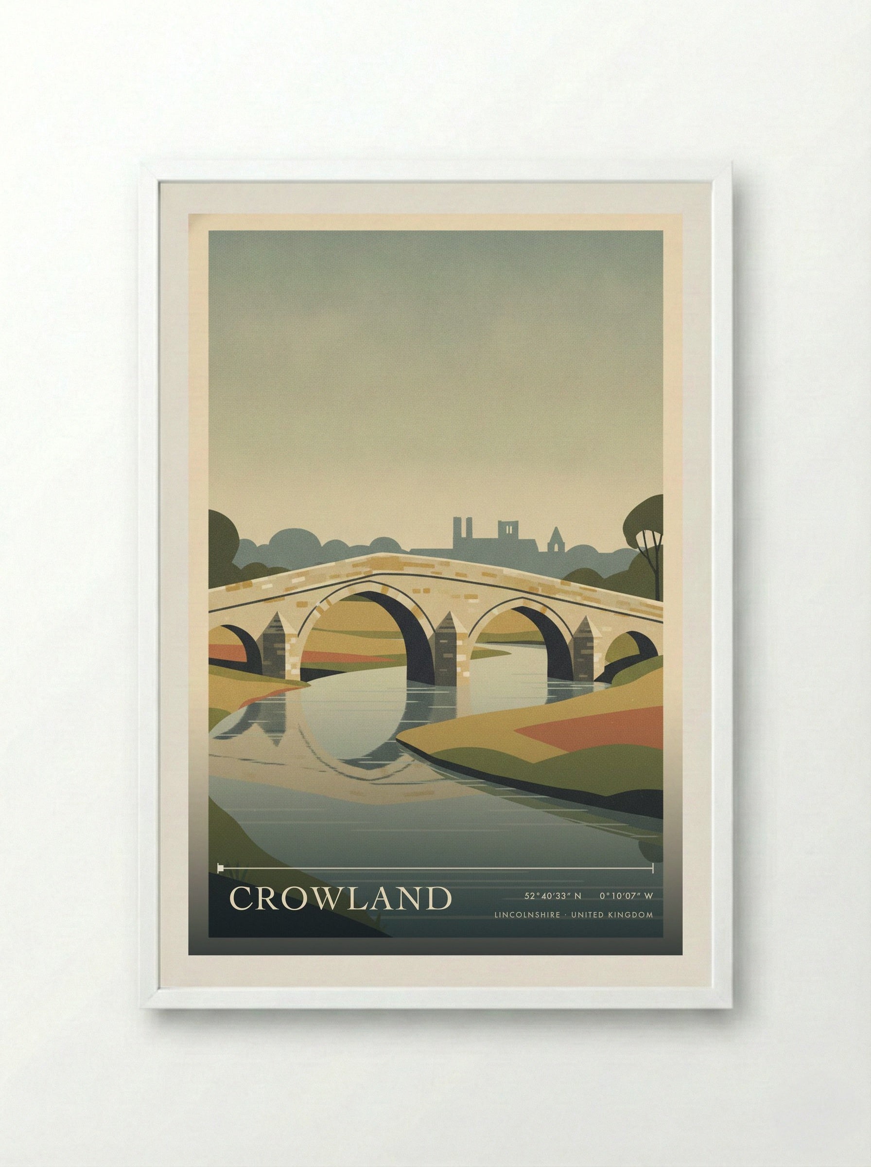 Crowland Lincolnshire United Kingdom Travel Poster - Framed Print White