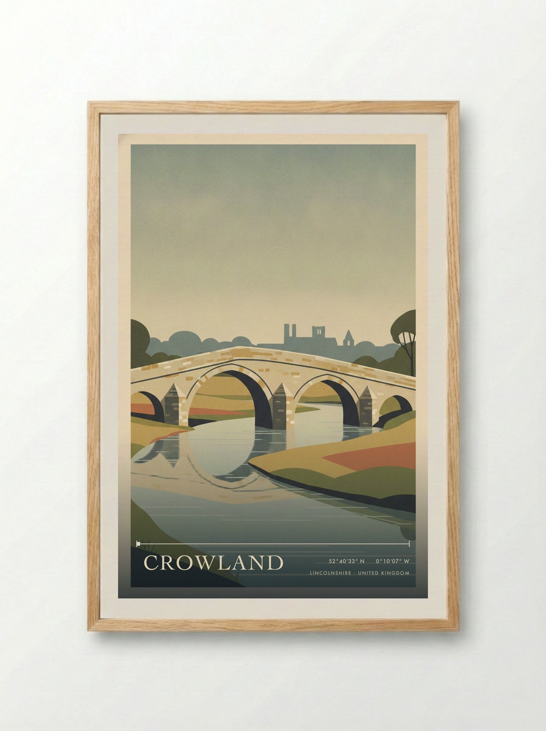 Crowland Lincolnshire United Kingdom Travel Poster - Framed Print Wood