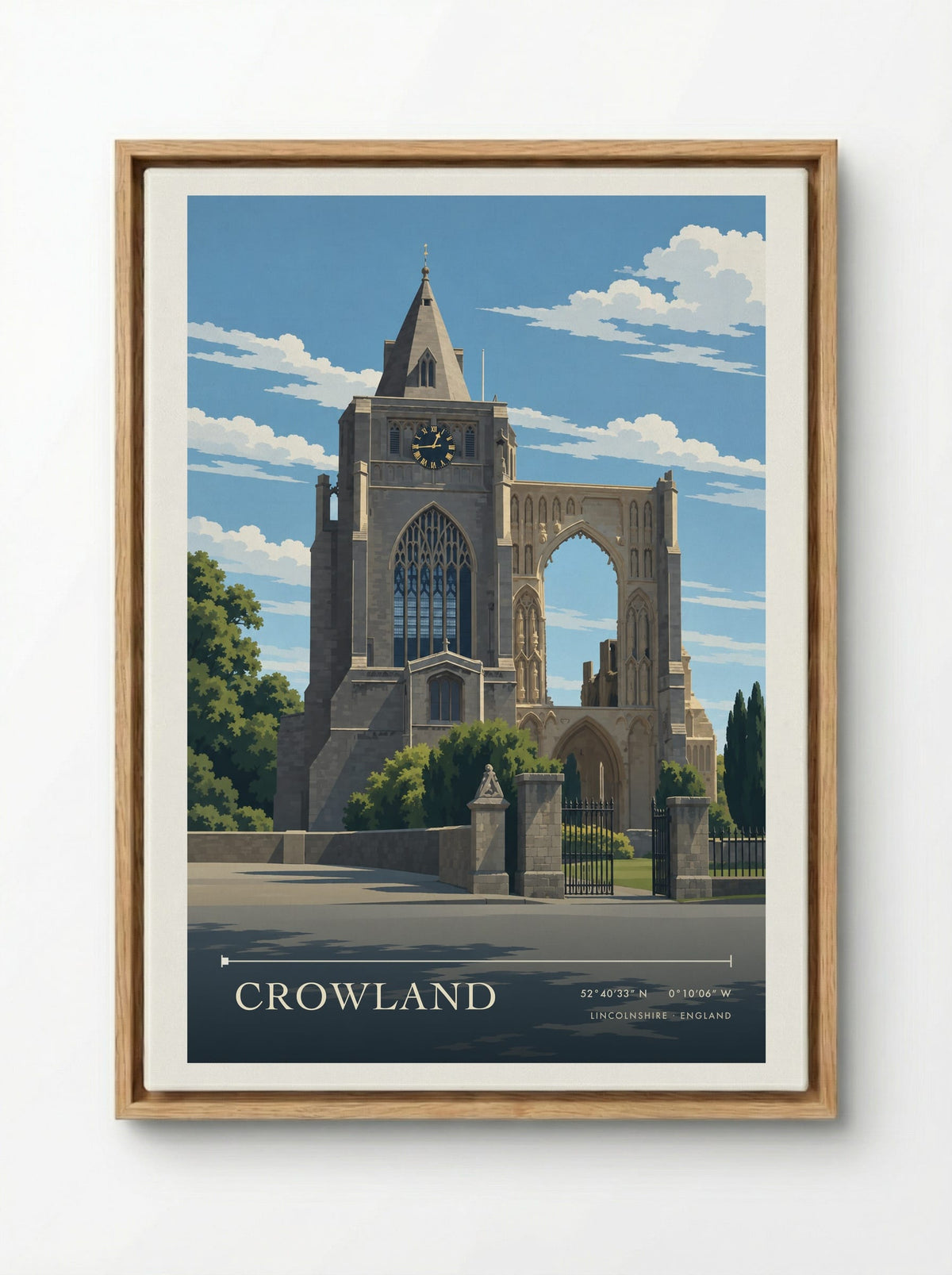 Crowland, Lincolnshire | Travel Poster - Framed Canvas Wood