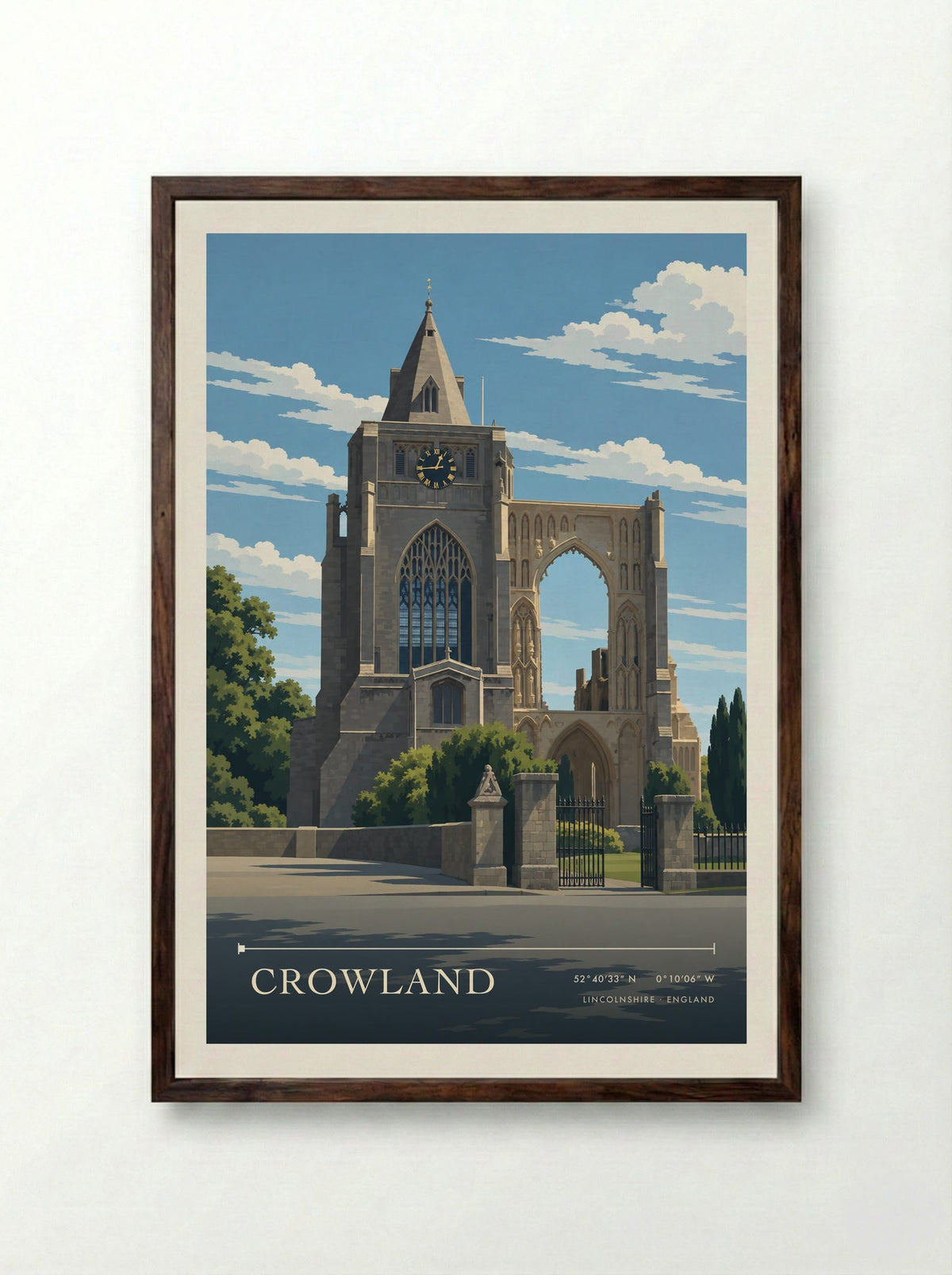 Crowland, Lincolnshire | Travel Poster - Framed Print Dark Wood