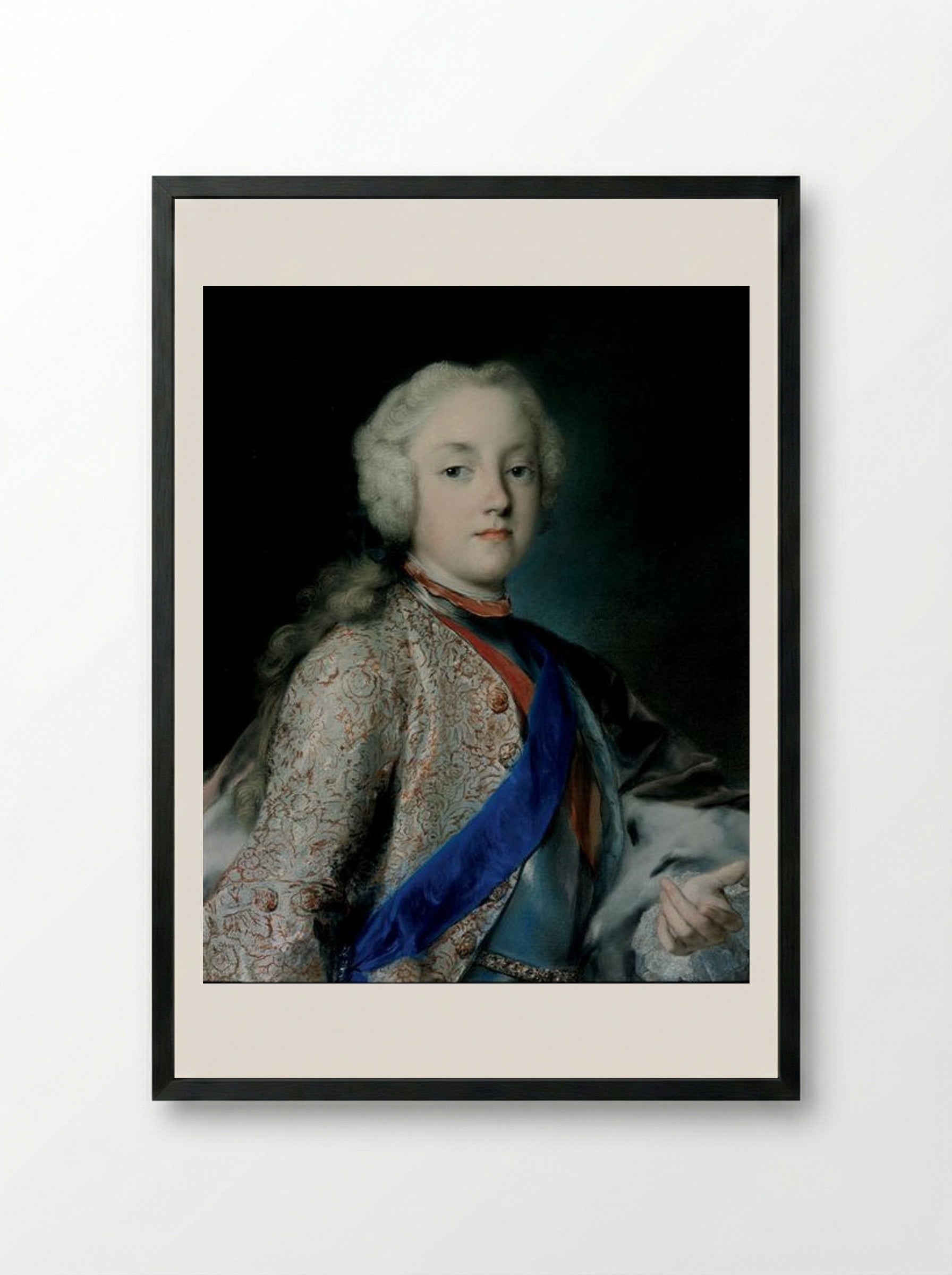 Crown Prince Friedrich Christian of Saxony - Rosalba Carriera - Framed Print Black