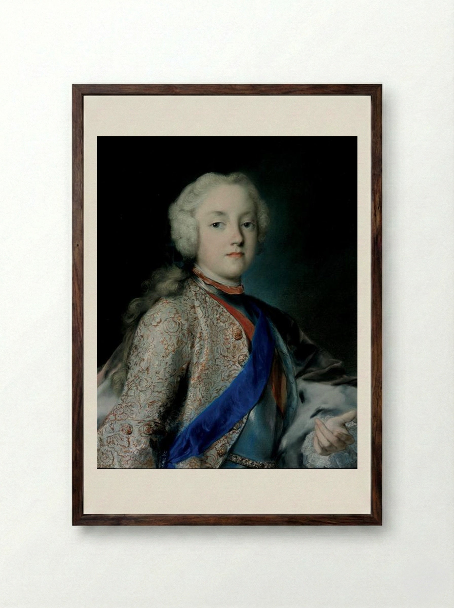 Crown Prince Friedrich Christian of Saxony - Rosalba Carriera - Framed Print Dark Wood
