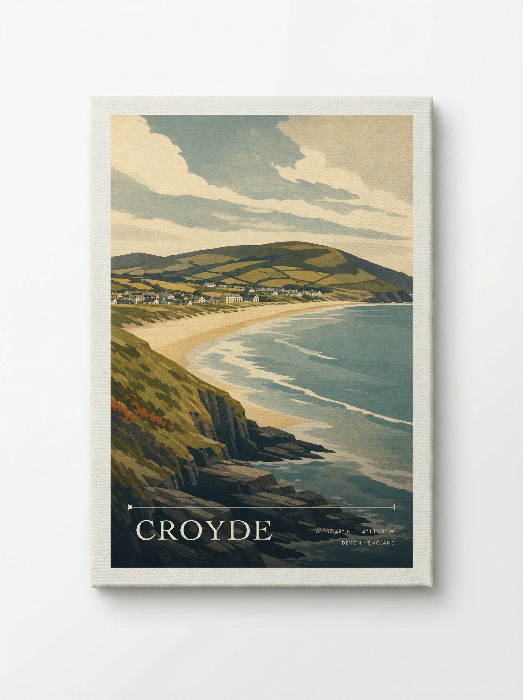 Croyde Devon England Travel Poster - Canvas