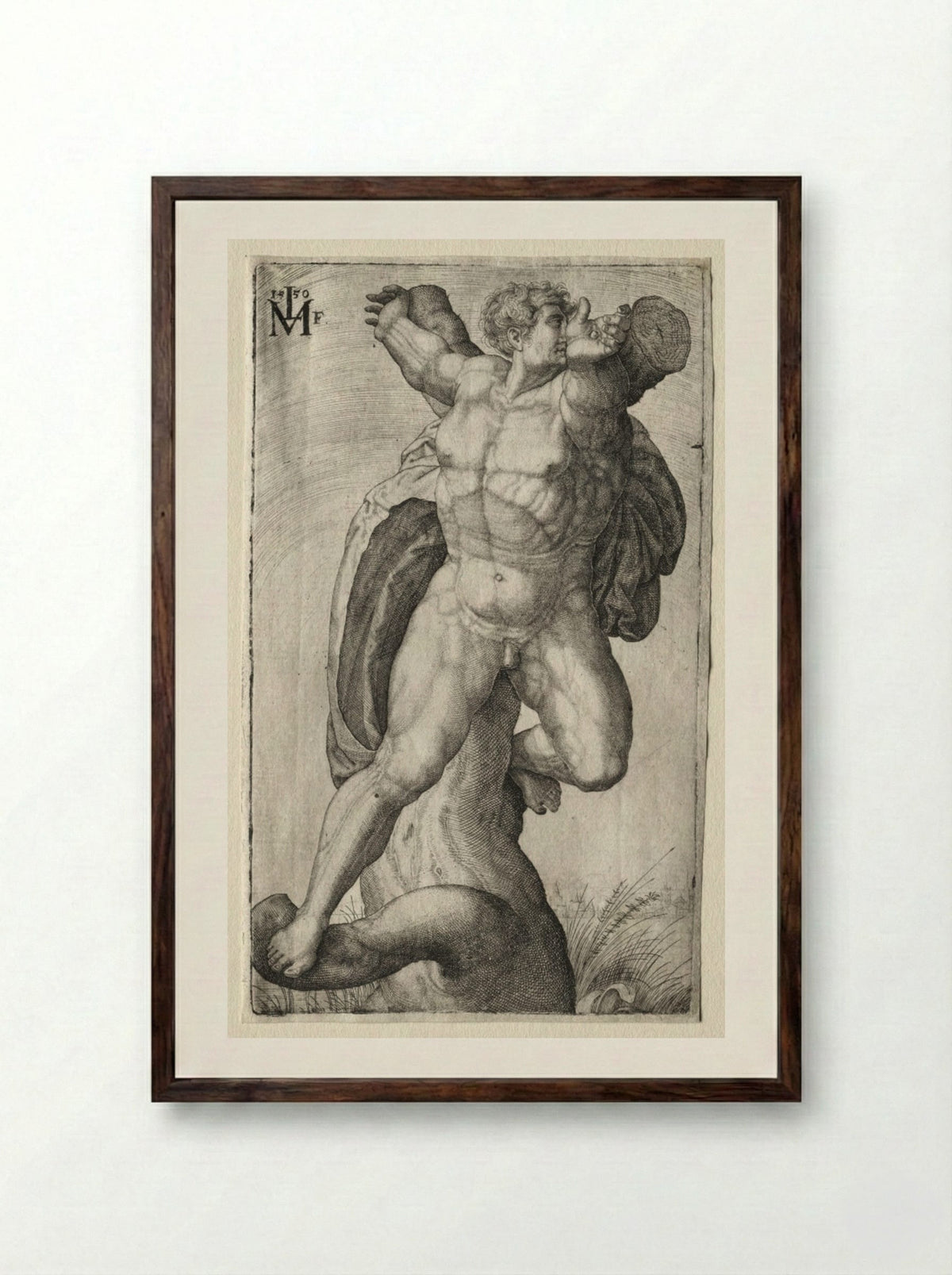 Crucified Man - Melchior Lorck - Framed Print Dark Wood