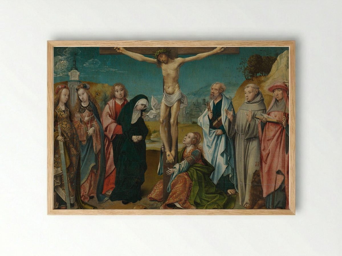 Crucifixion with Saints - Cornelis Engebrechtsz. - Framed Print Wood