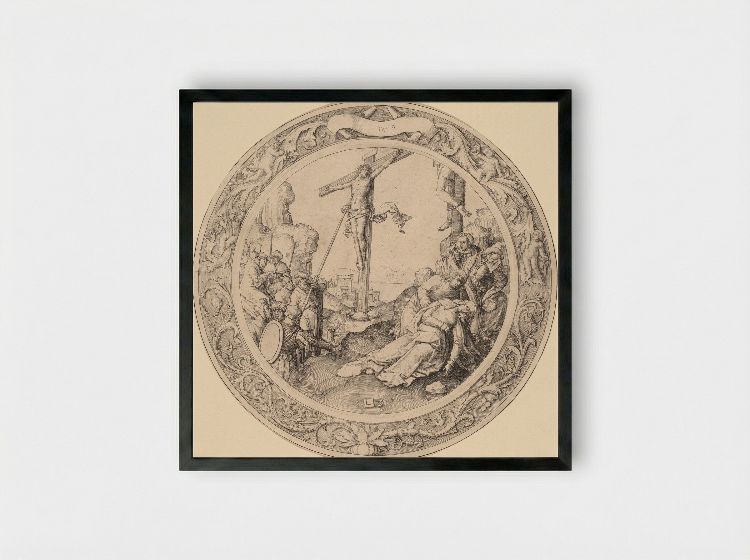 Crucifixion - Lucas van Leyden - Framed Print Black