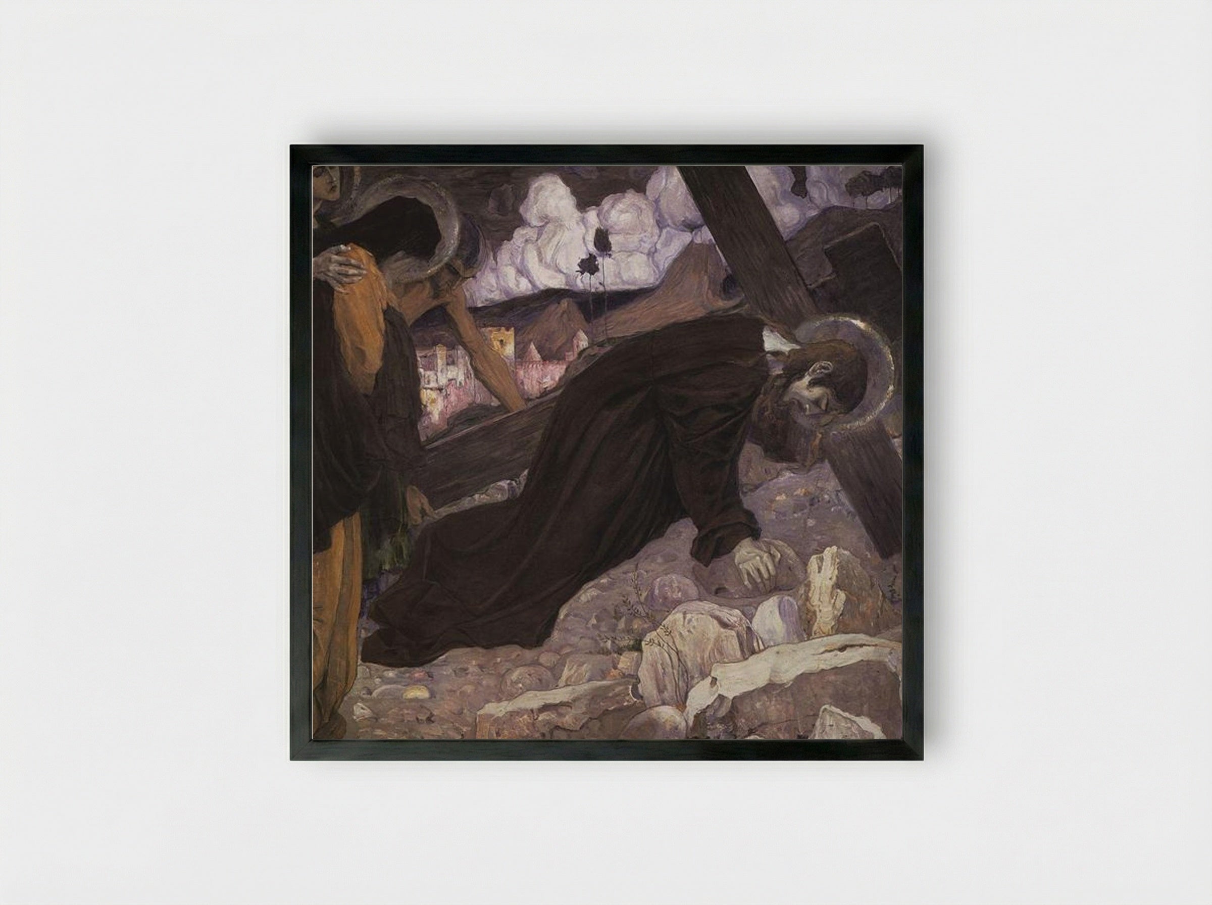 Crucifixion - Mikhail Nesterov - Framed Print Black