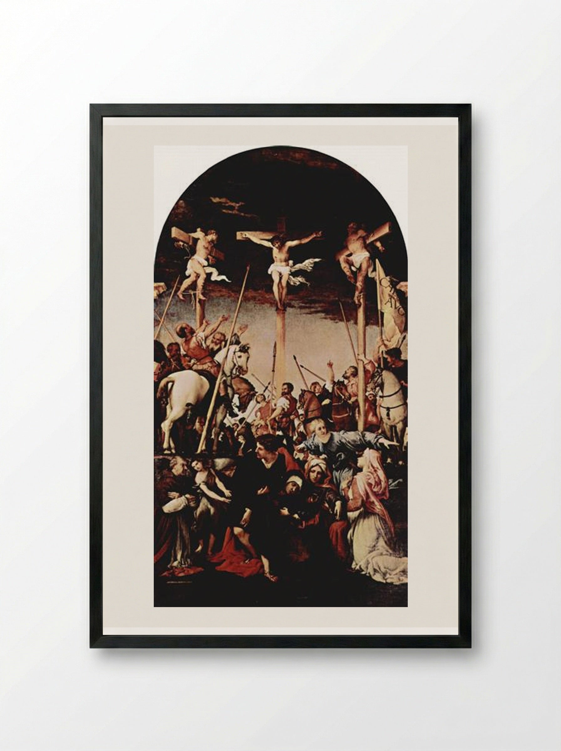 Crucifixion - Lorenzo Lotto - Framed Print Black