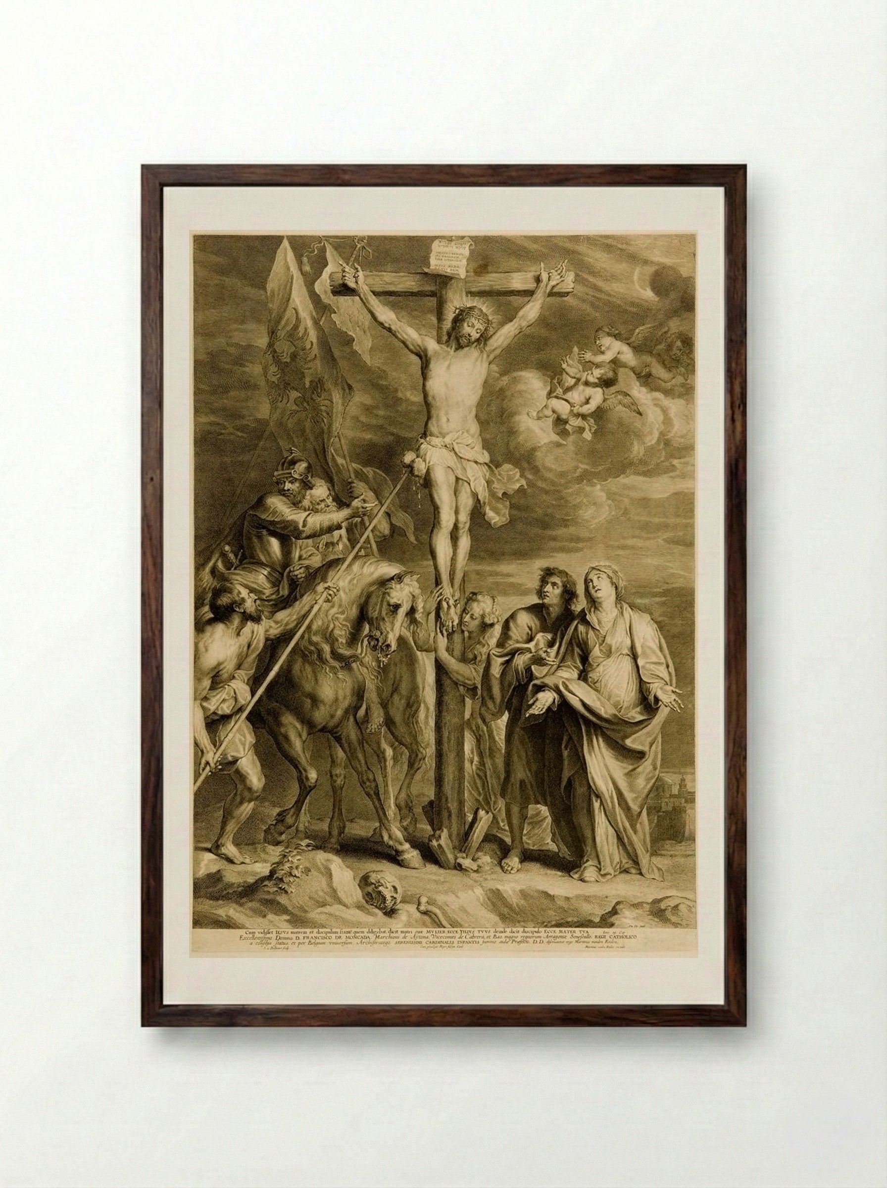 Crucifixion - Schelte Adamsz. Bolswert - Framed Print Dark Wood