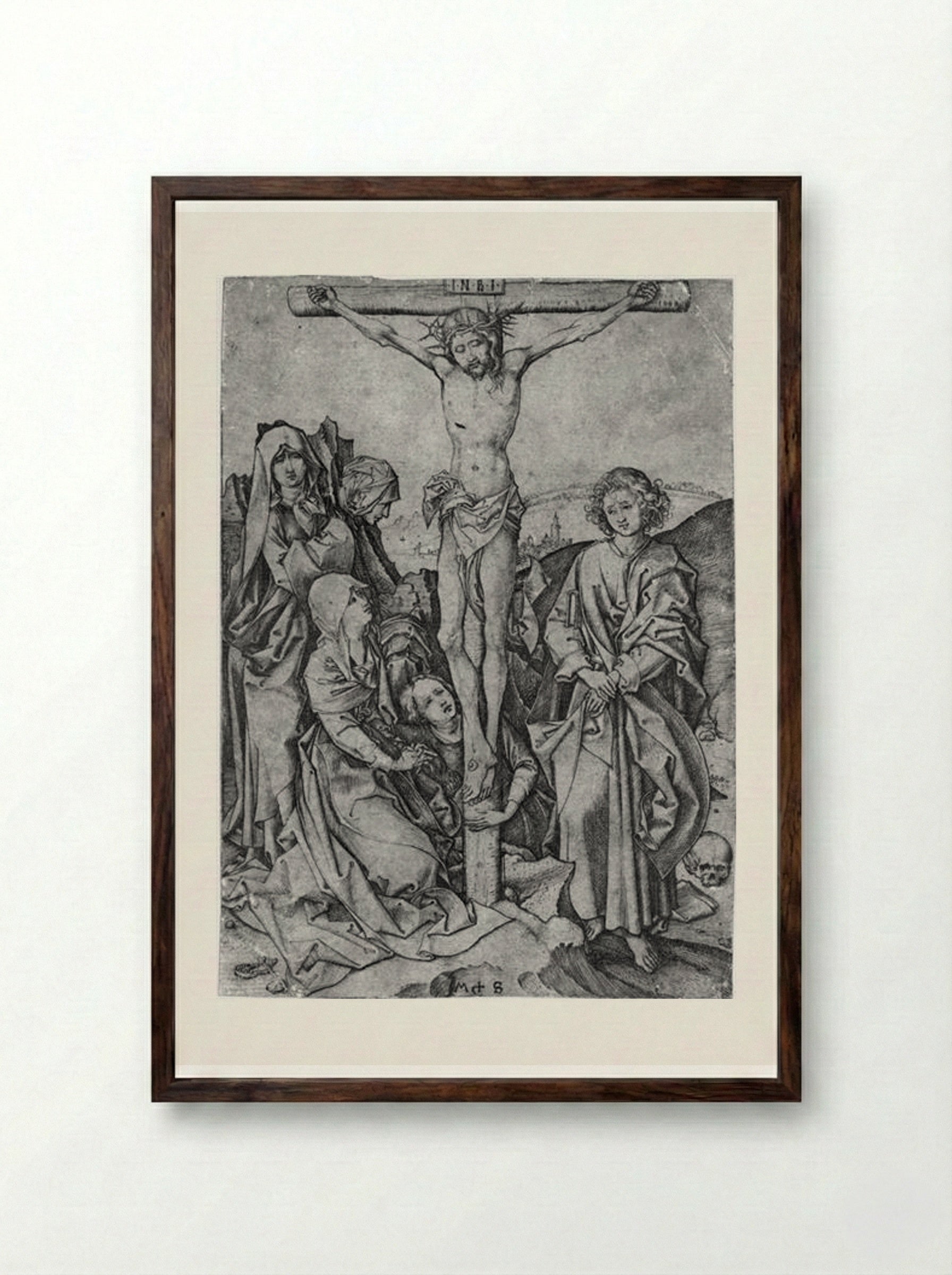Crucifixion - Martin Schongauer - Framed Print Dark Wood
