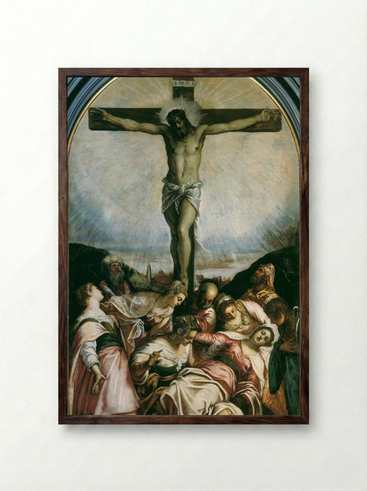 Crucifixion - Tintoretto - Framed Print Dark Wood