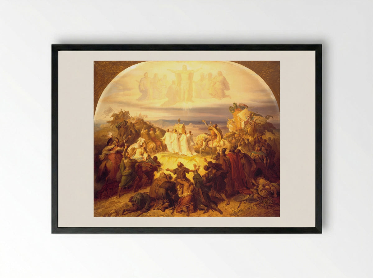 Crusaders before Jerusalem - Wilhelm von Kaulbach - Framed Print Black