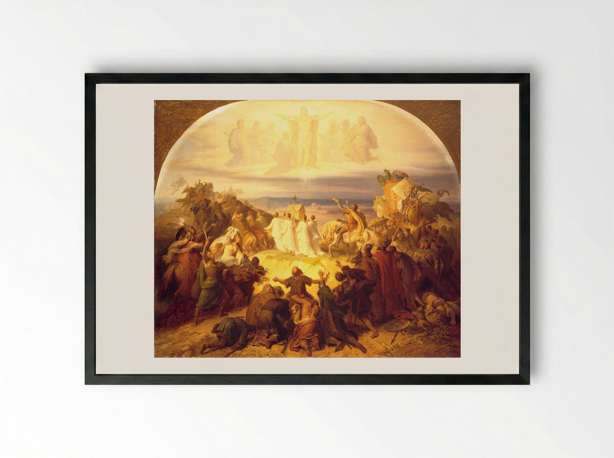 Crusaders before Jerusalem - Wilhelm von Kaulbach - Framed Print Black