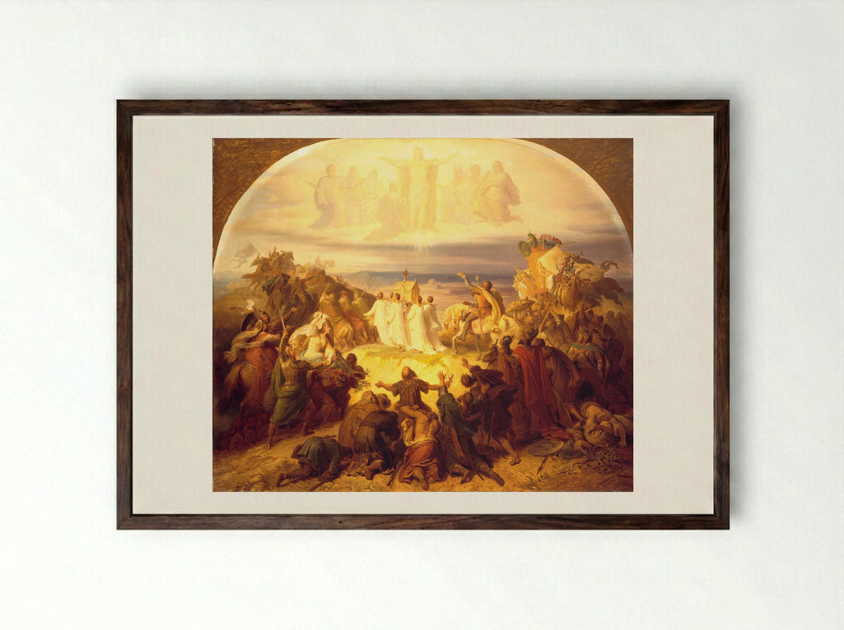 Crusaders before Jerusalem - Wilhelm von Kaulbach - Framed Print Dark Wood