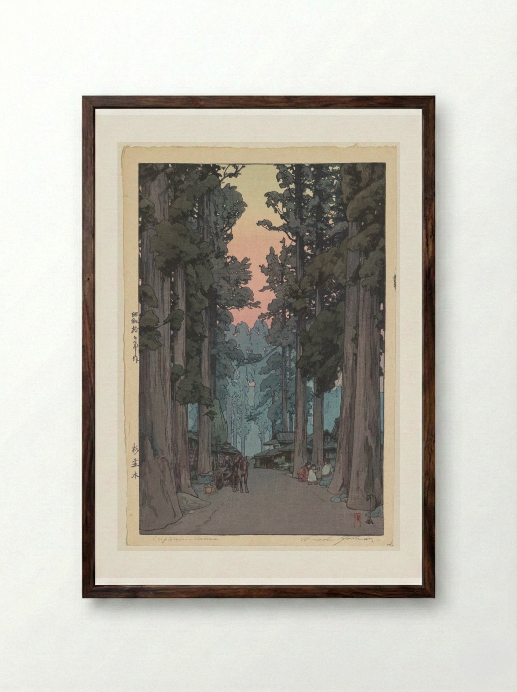 Cryptomeria Avenue - Yoshida Hiroshi - Framed Print Dark Wood