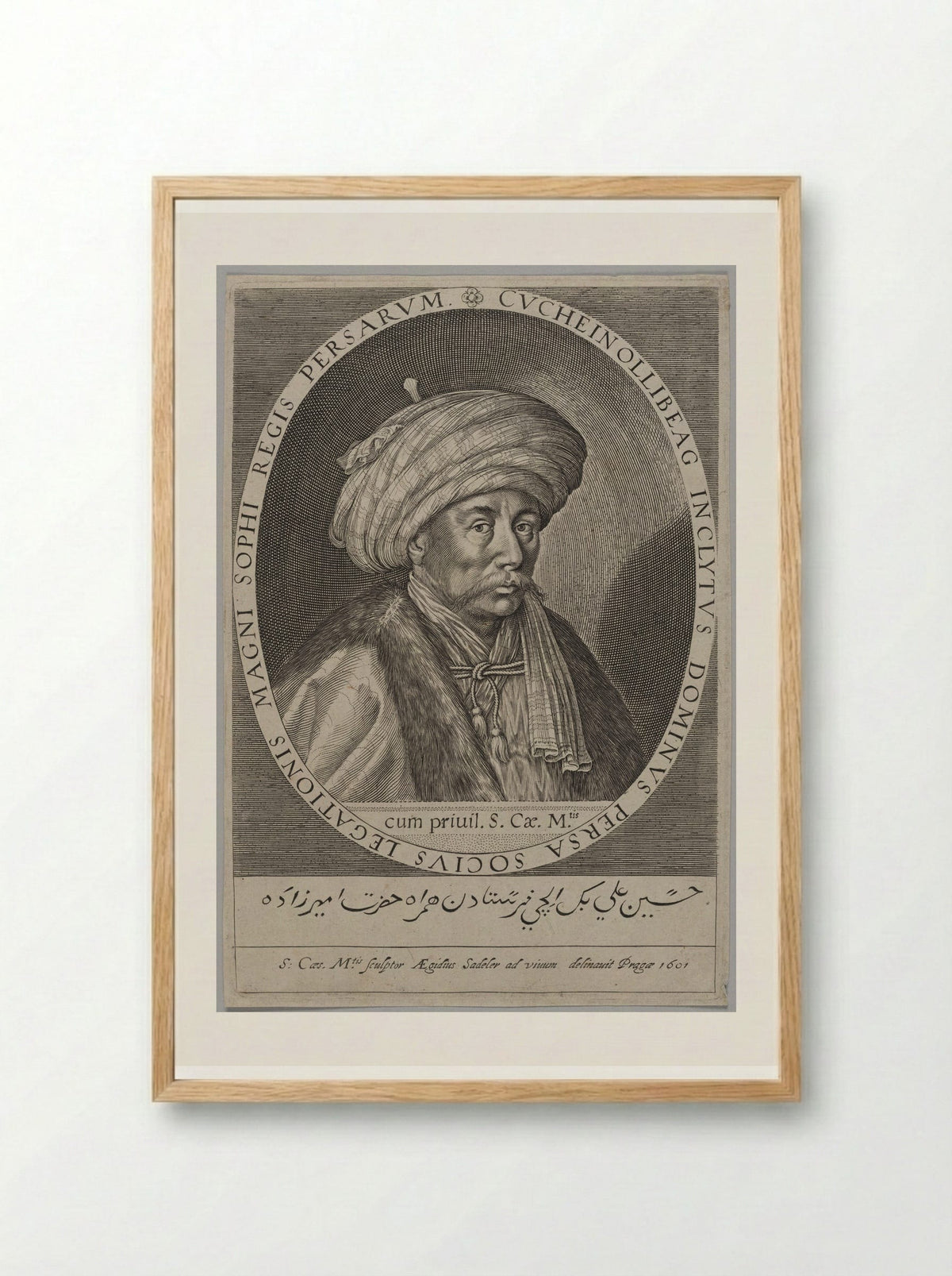 Cuchein Ollibeg, Persian Ambassador at Prague - Aegidius Sadeler II - Framed Print Wood
