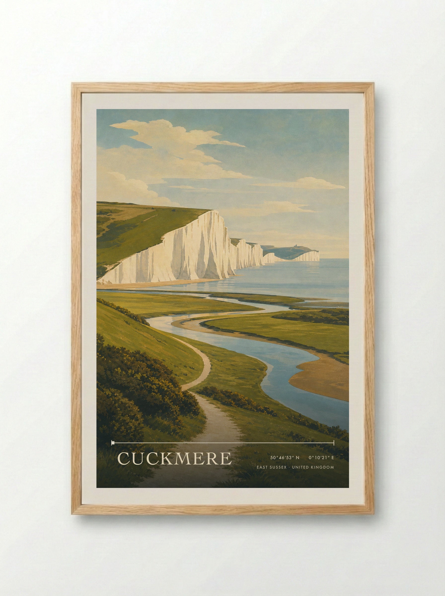 Cuckmere East Sussex United Kingdom Travel Poster - Framed Print Wood
