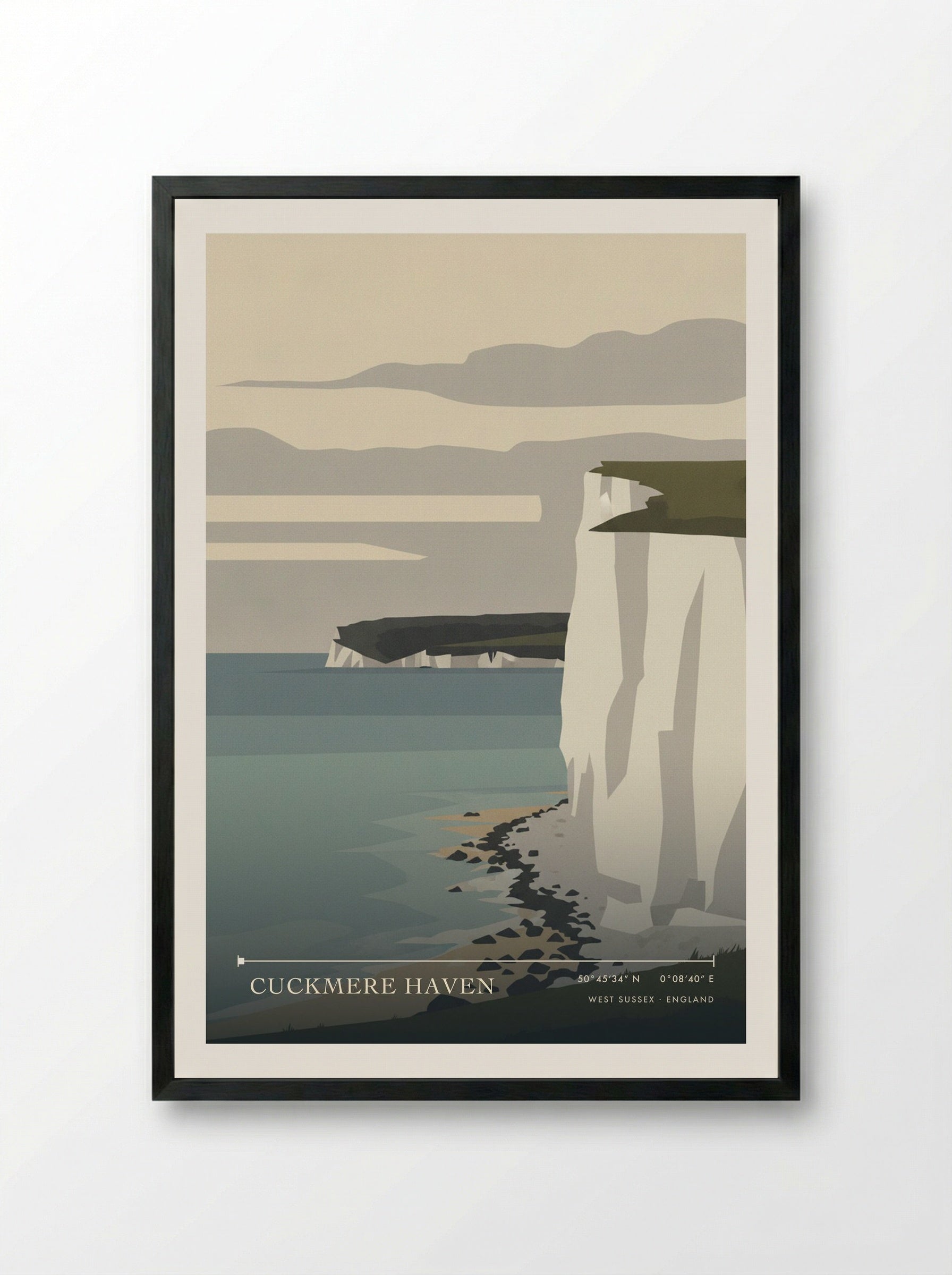 Cuckmere Haven West Sussex England Travel Poster - Framed Print Black