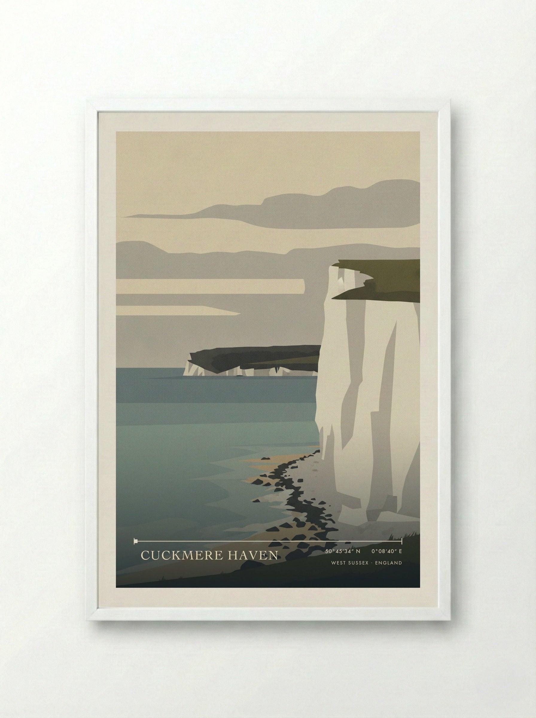 Cuckmere Haven West Sussex England Travel Poster - Framed Print White