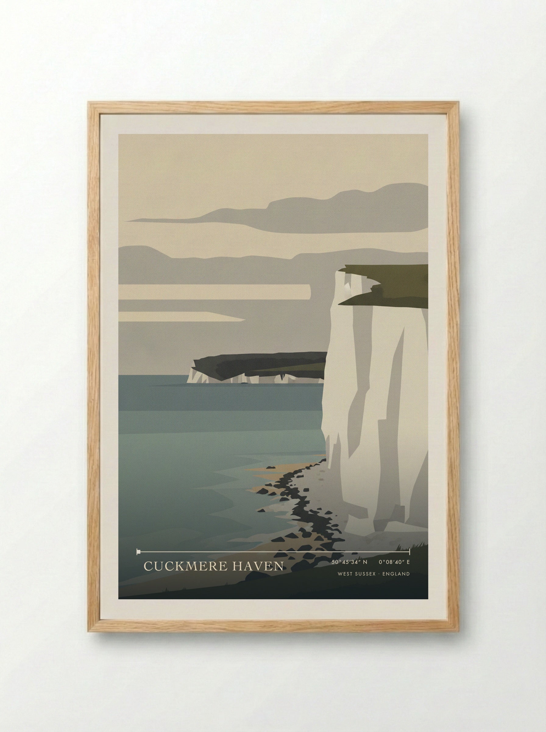 Cuckmere Haven West Sussex England Travel Poster - Framed Print Wood