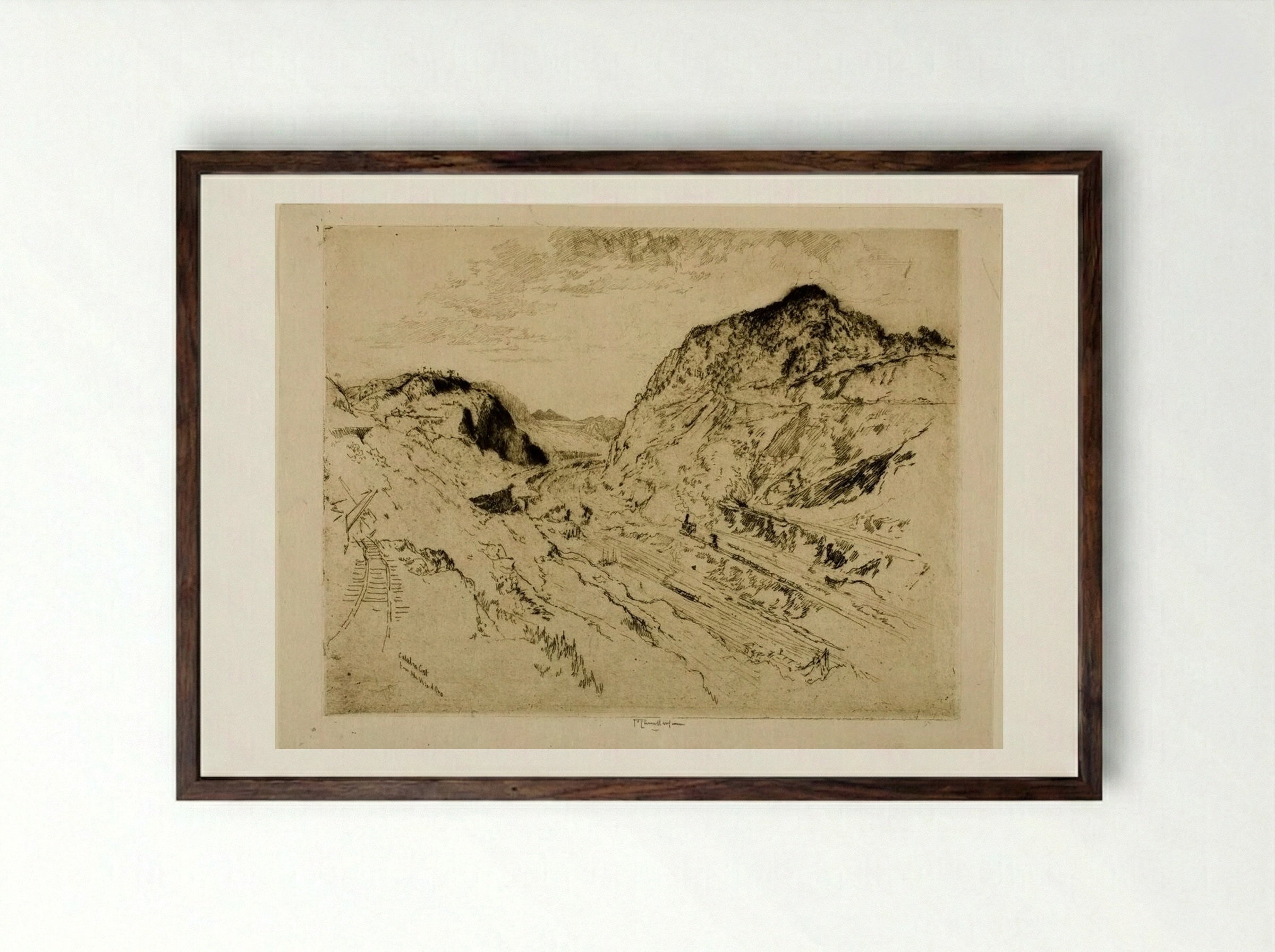 Culebra Cut, Panama - Joseph Pennell - Framed Print Dark Wood