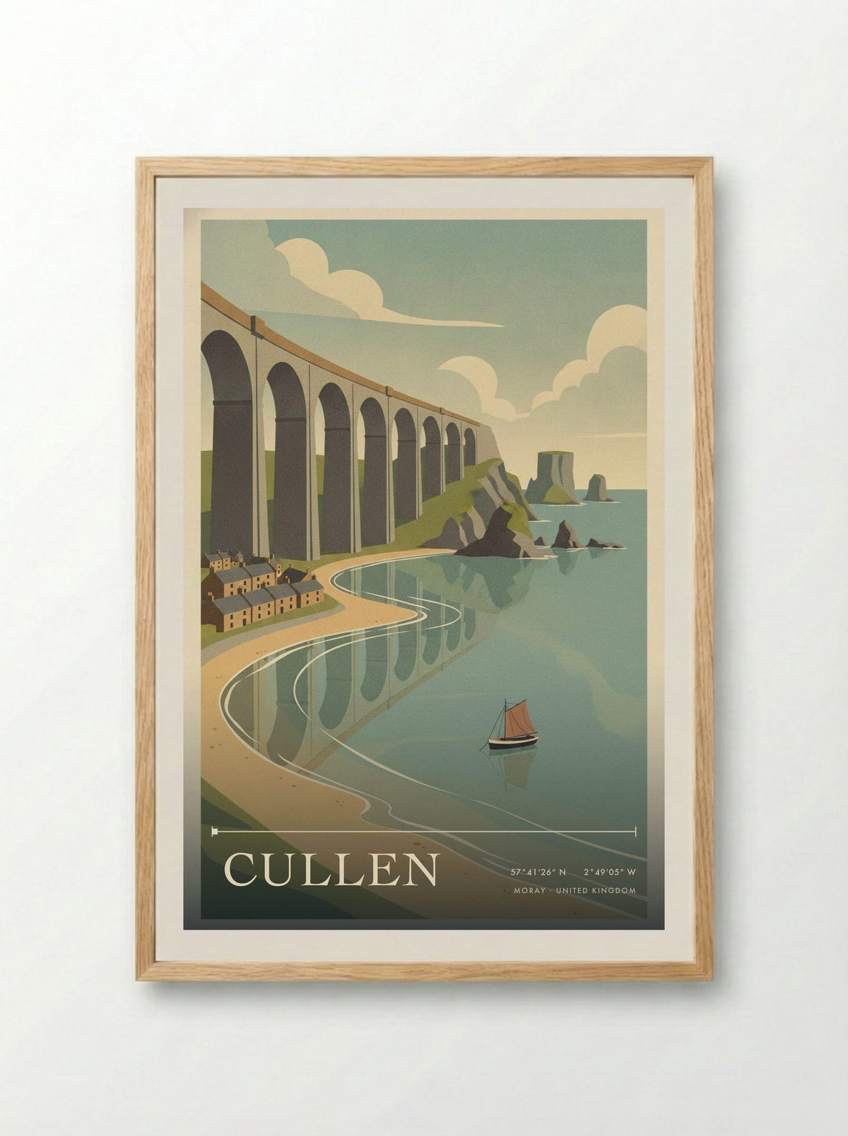 Cullen Moray United Kingdom Travel Poster - Framed Print Wood