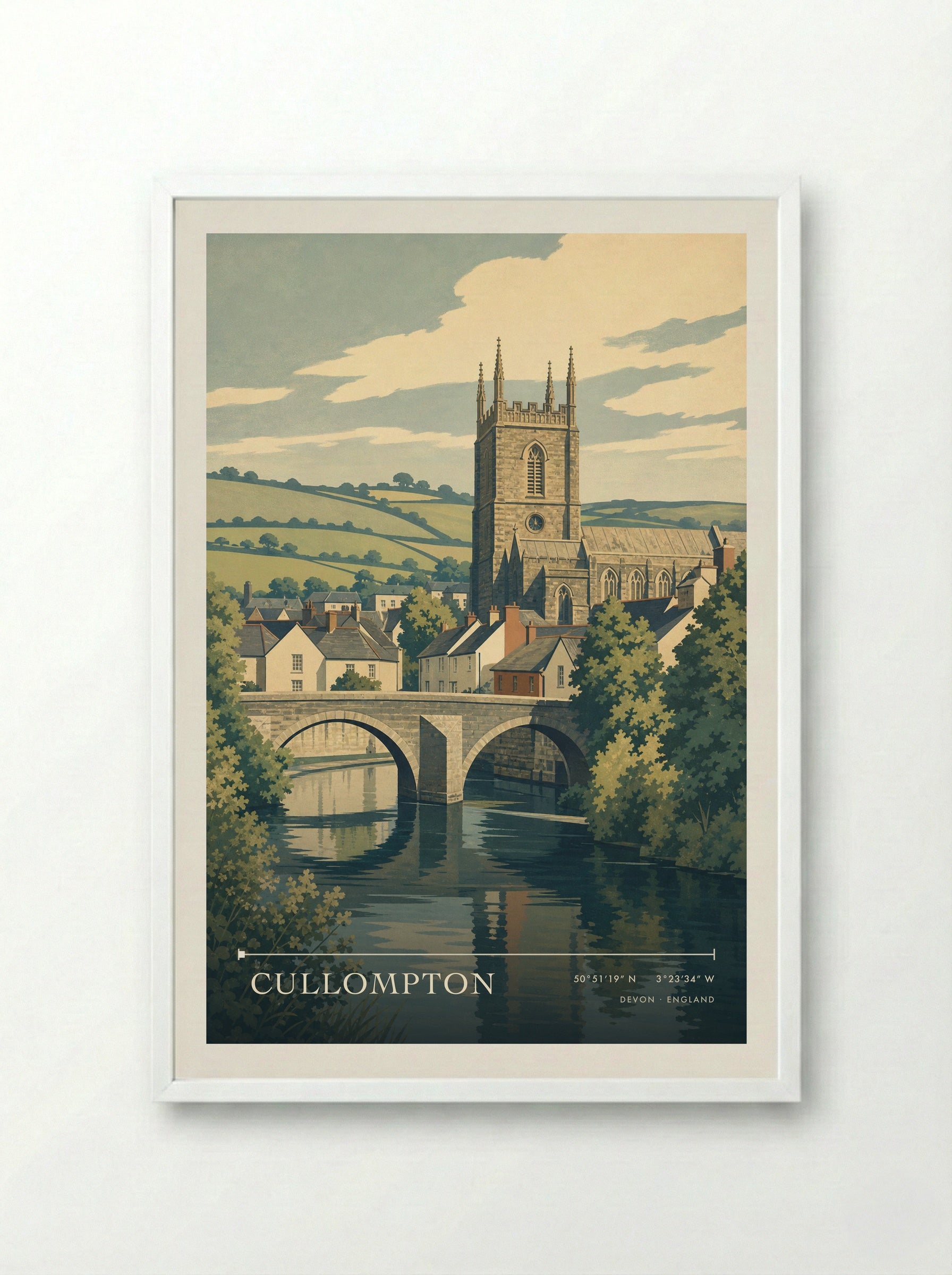 Cullompton Devon England Travel Poster - Framed Print White