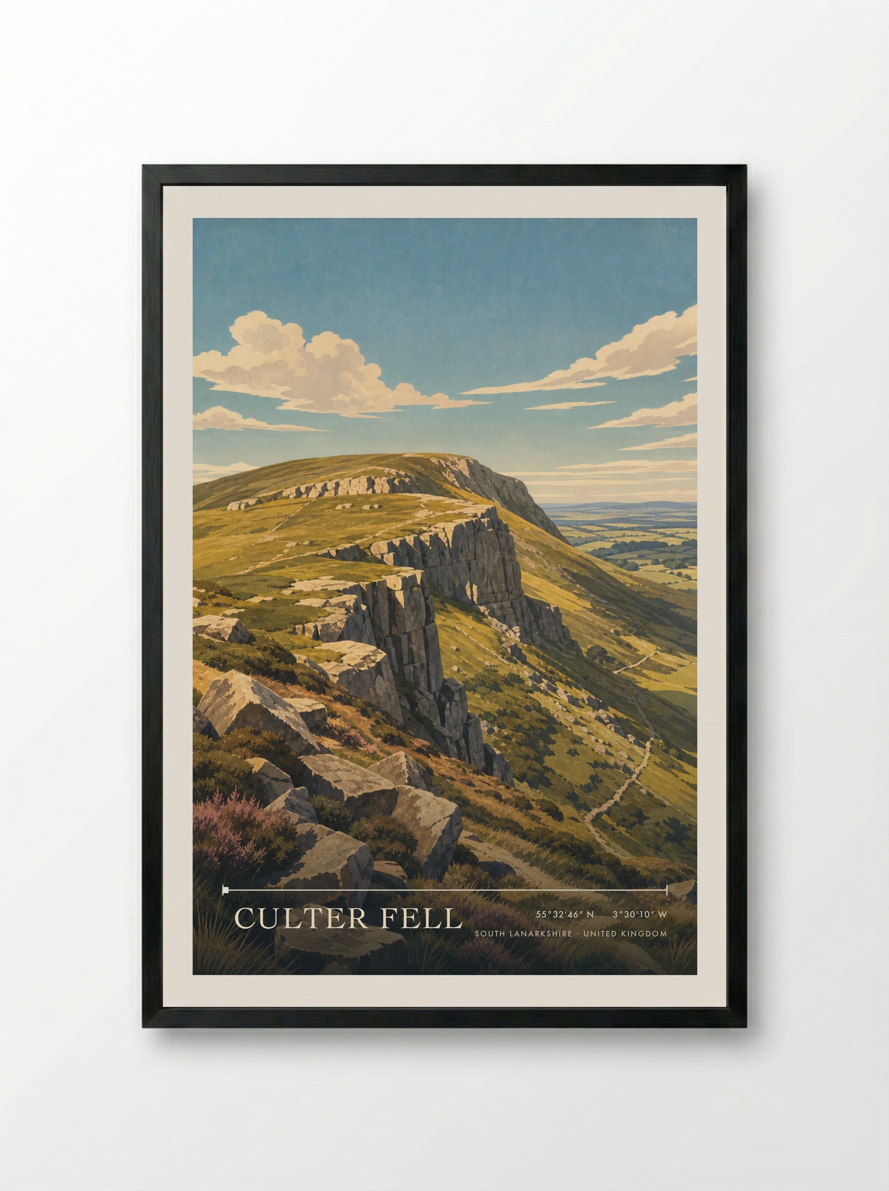 Culter Fell South Lanarkshire United Kingdom Travel Poster - Framed Print Black