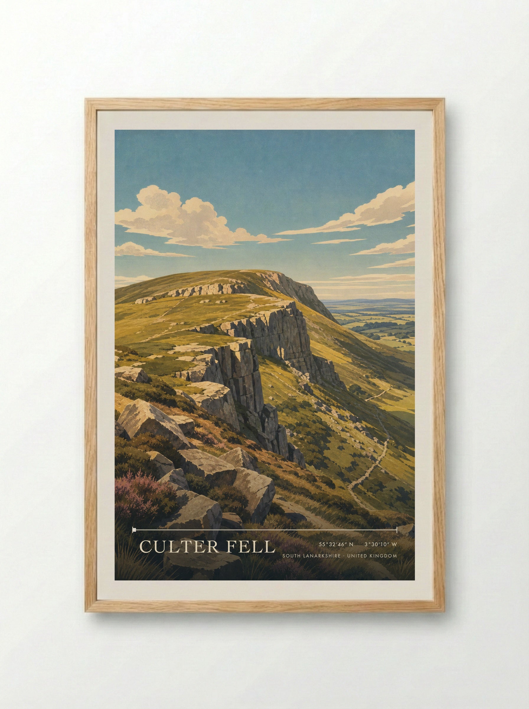 Culter Fell South Lanarkshire United Kingdom Travel Poster - Framed Print Wood
